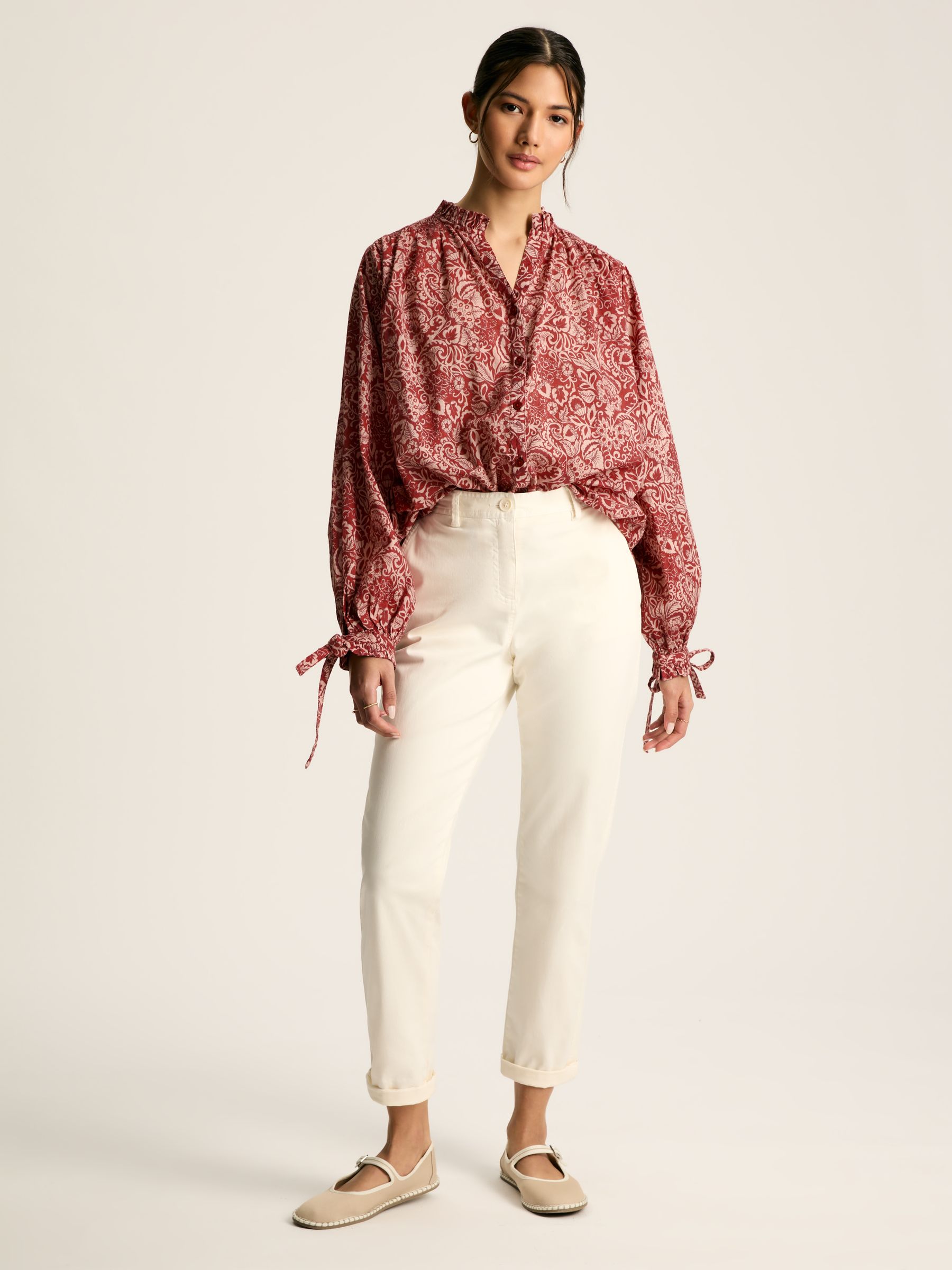 Anna Rust Brown Frill Neck Blouse - Image 2 of 6