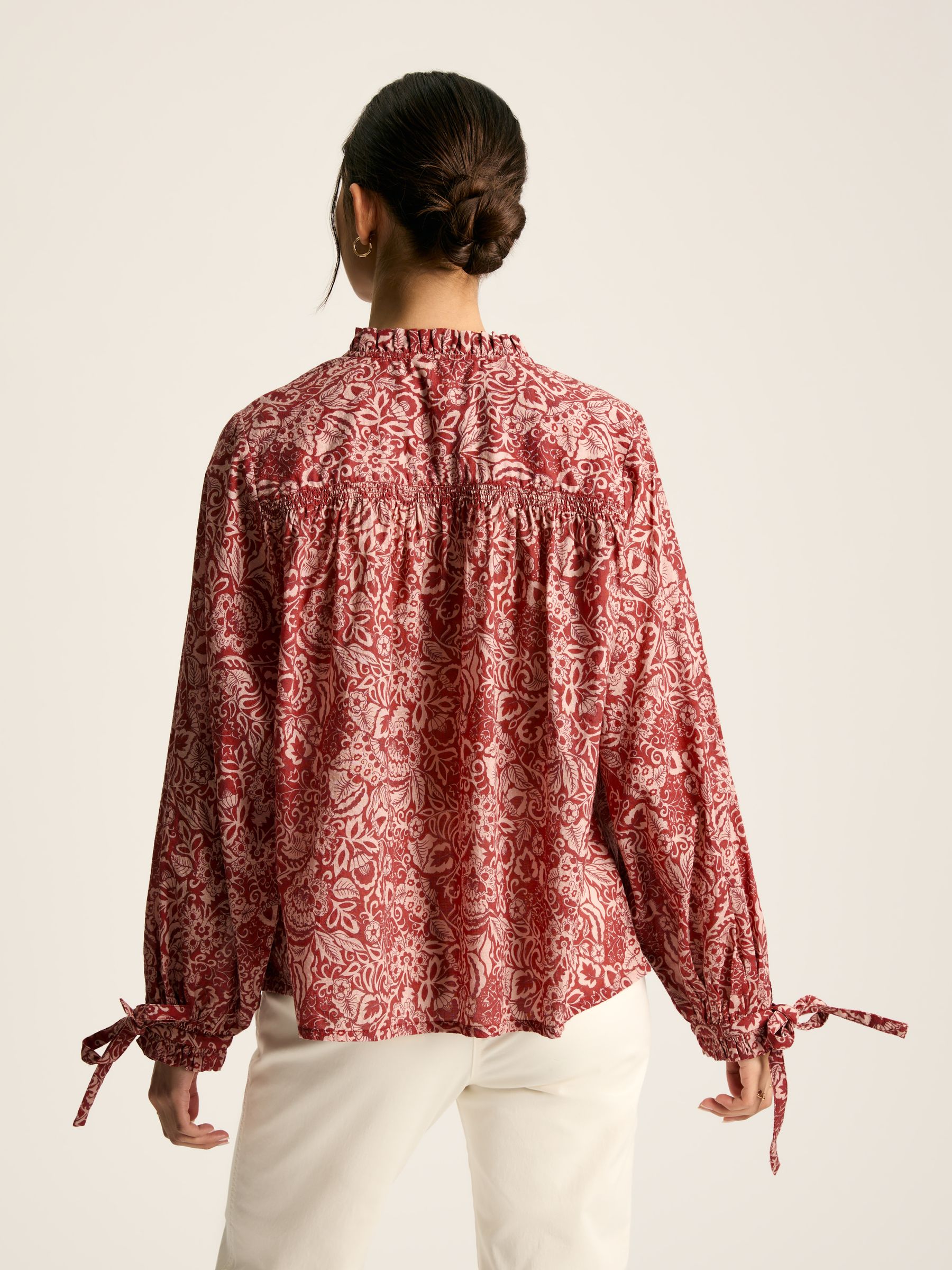 Anna Rust Brown Frill Neck Blouse - Image 3 of 6