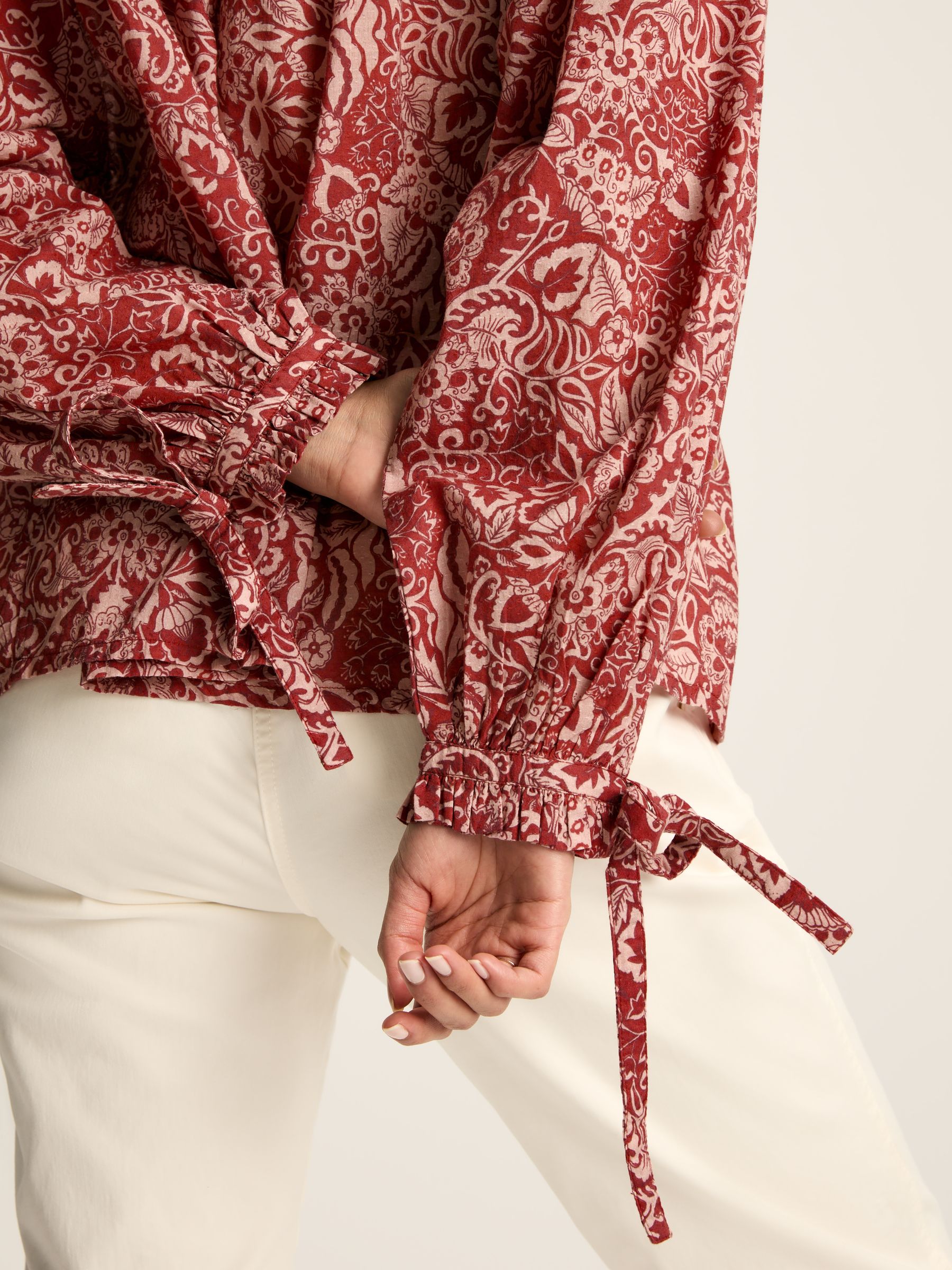 Anna Rust Brown Frill Neck Blouse - Image 5 of 6