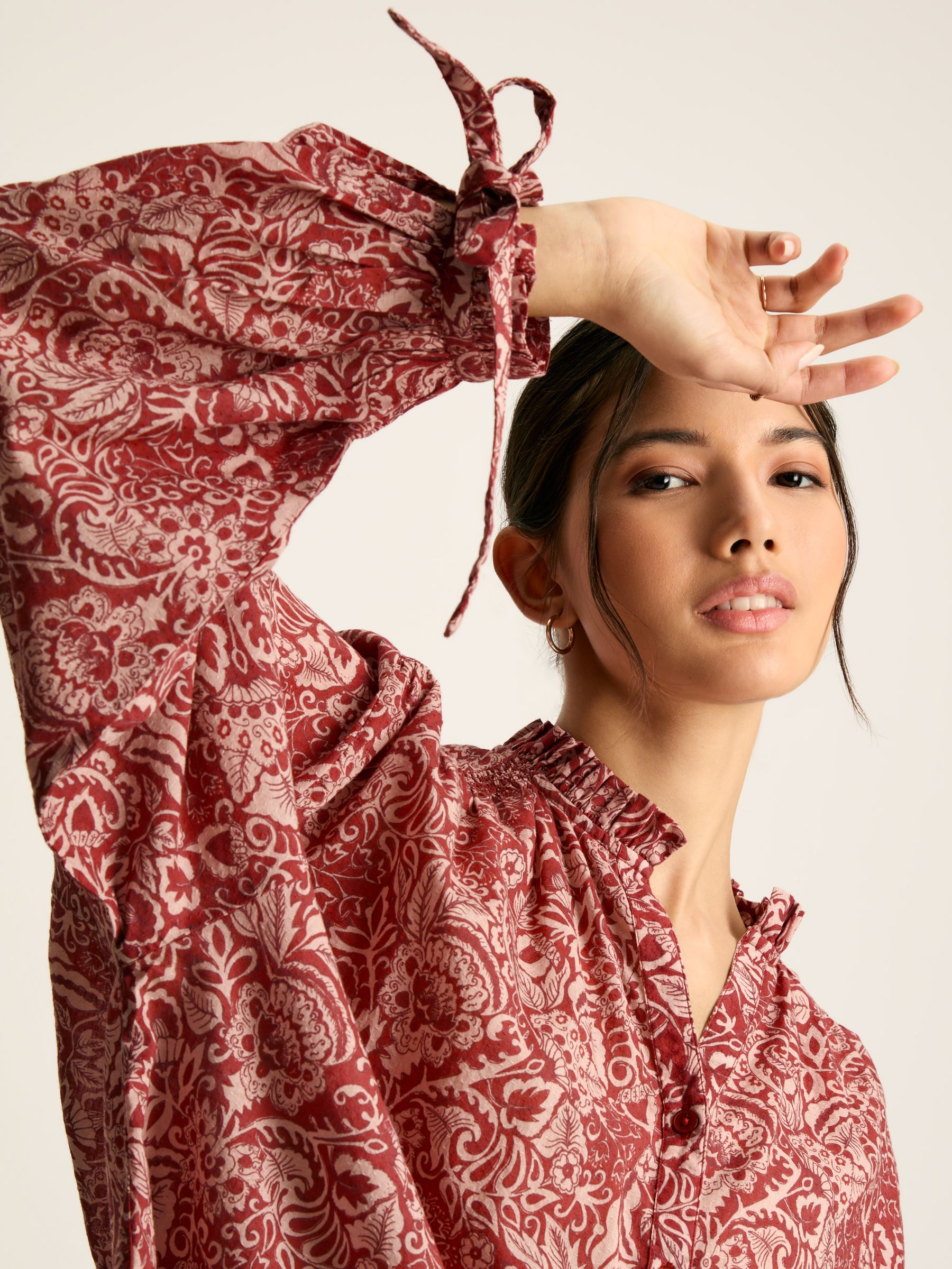 Anna Rust Brown Frill Neck Blouse - Image 6 of 6