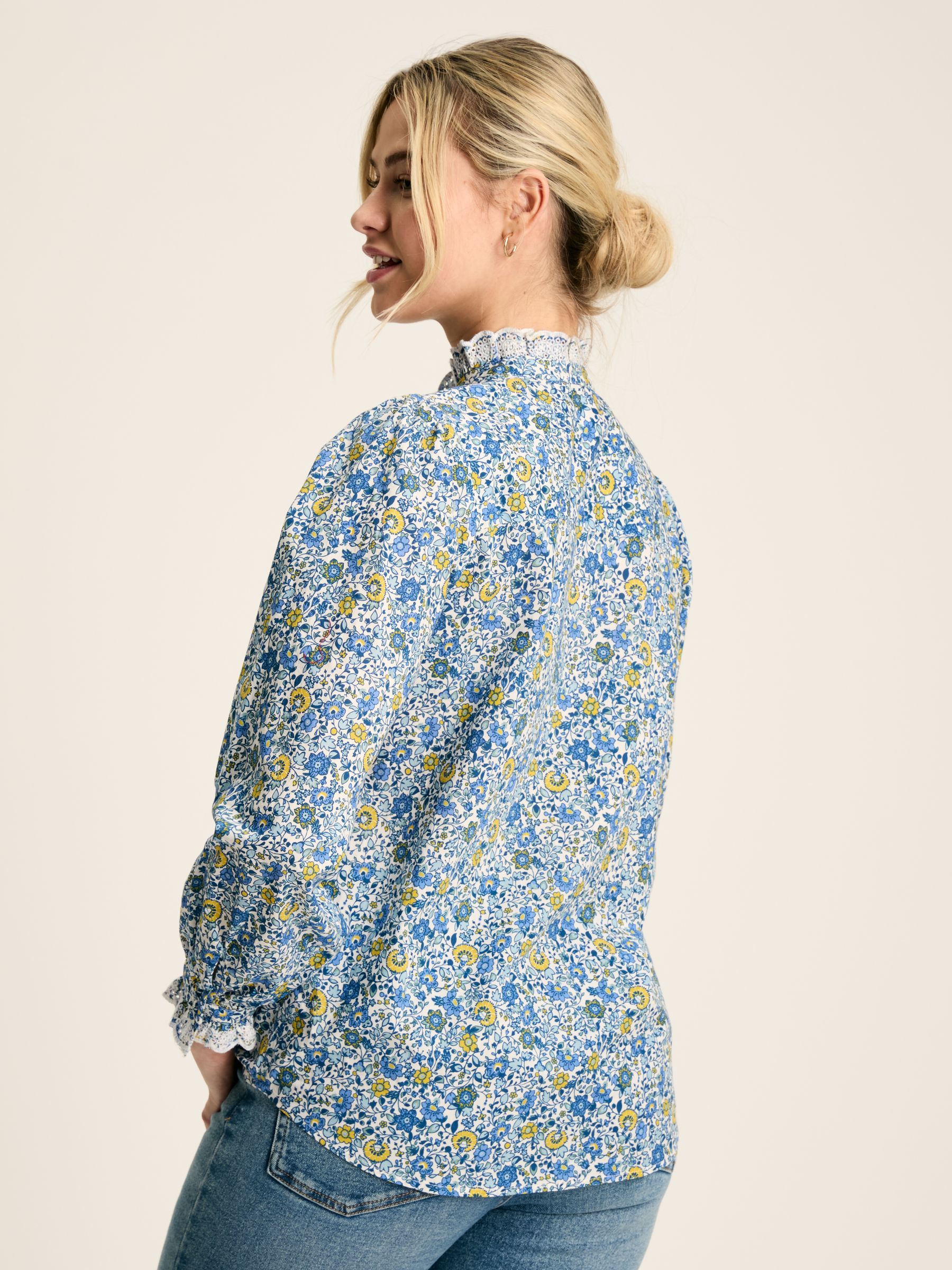 Valentina Blue/White Broderie Trim Blouse - Image 2 of 6