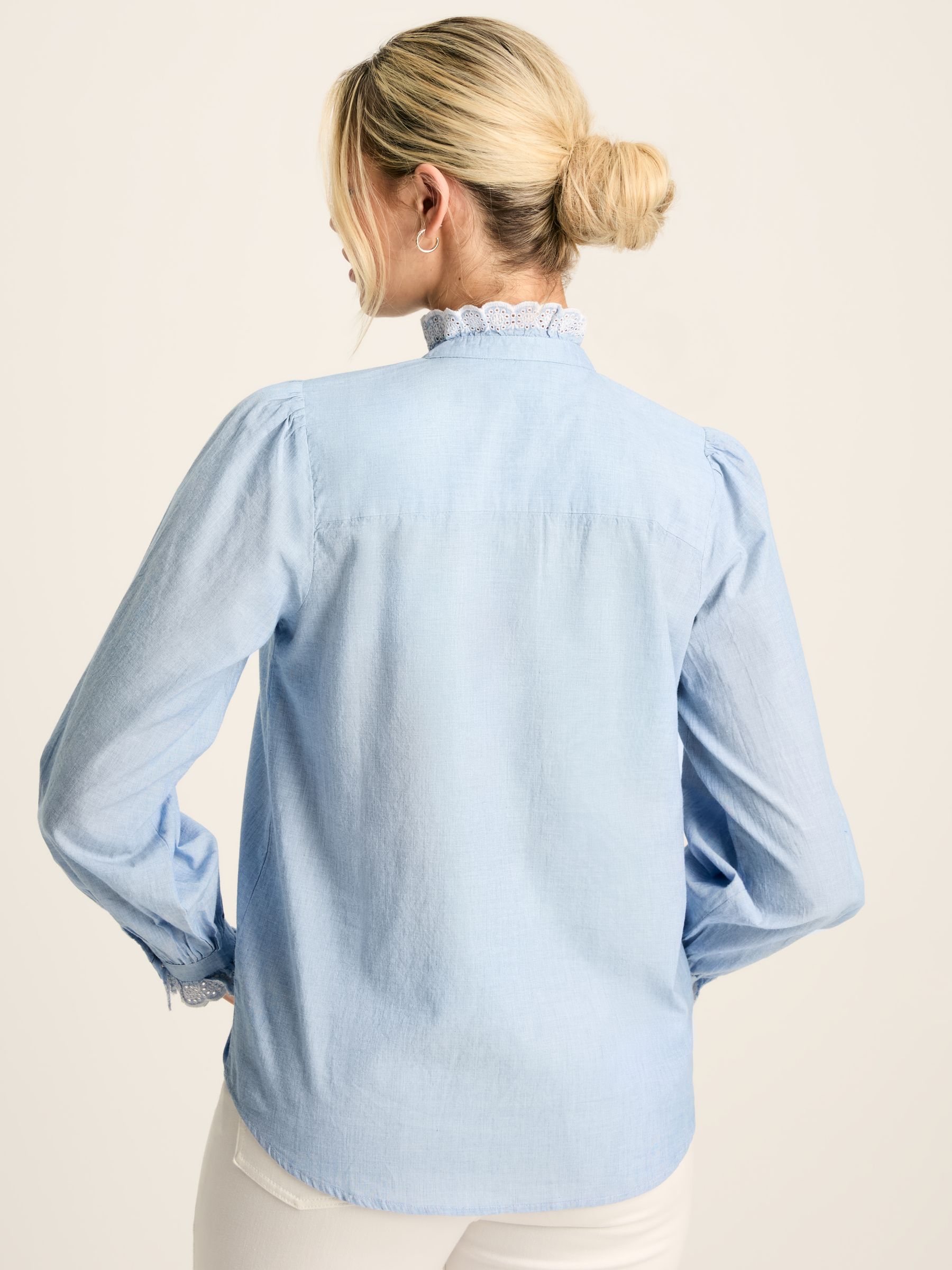 Valentina Blue Broderie Trim Blouse - Image 2 of 6
