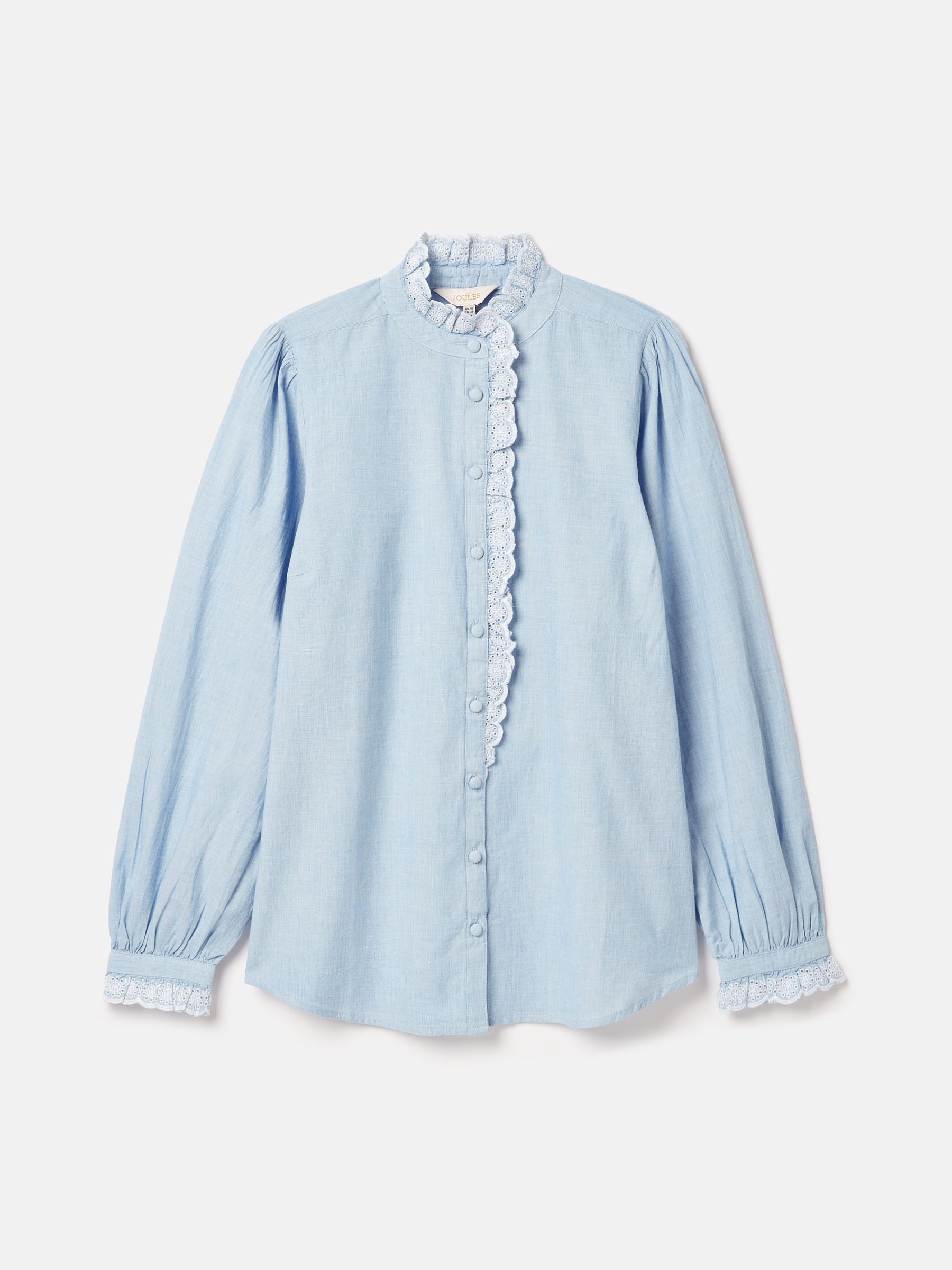 Valentina Blue Broderie Trim Blouse | Joules