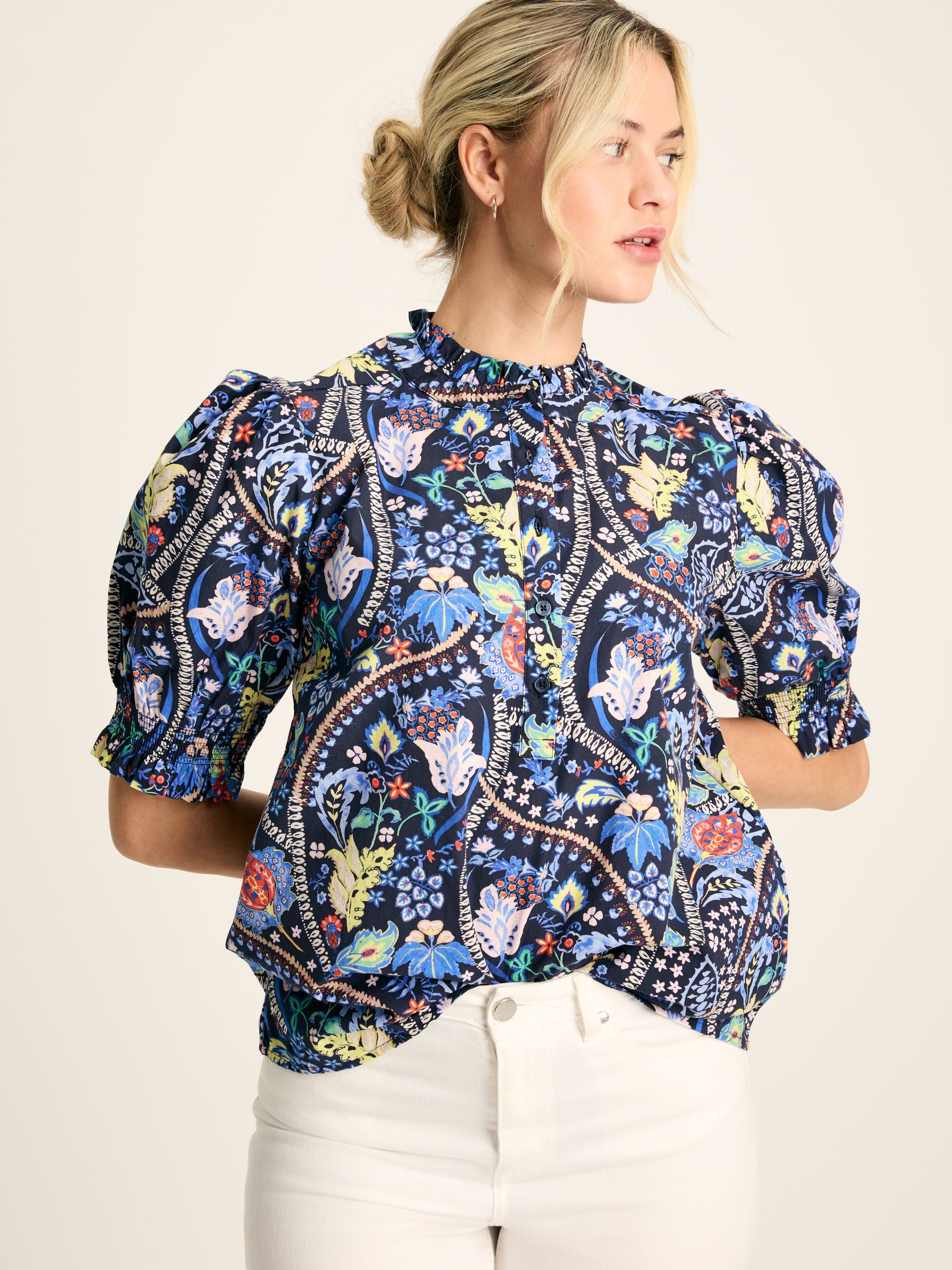 Elle Blue Frill Blouse - Image 1 of 7