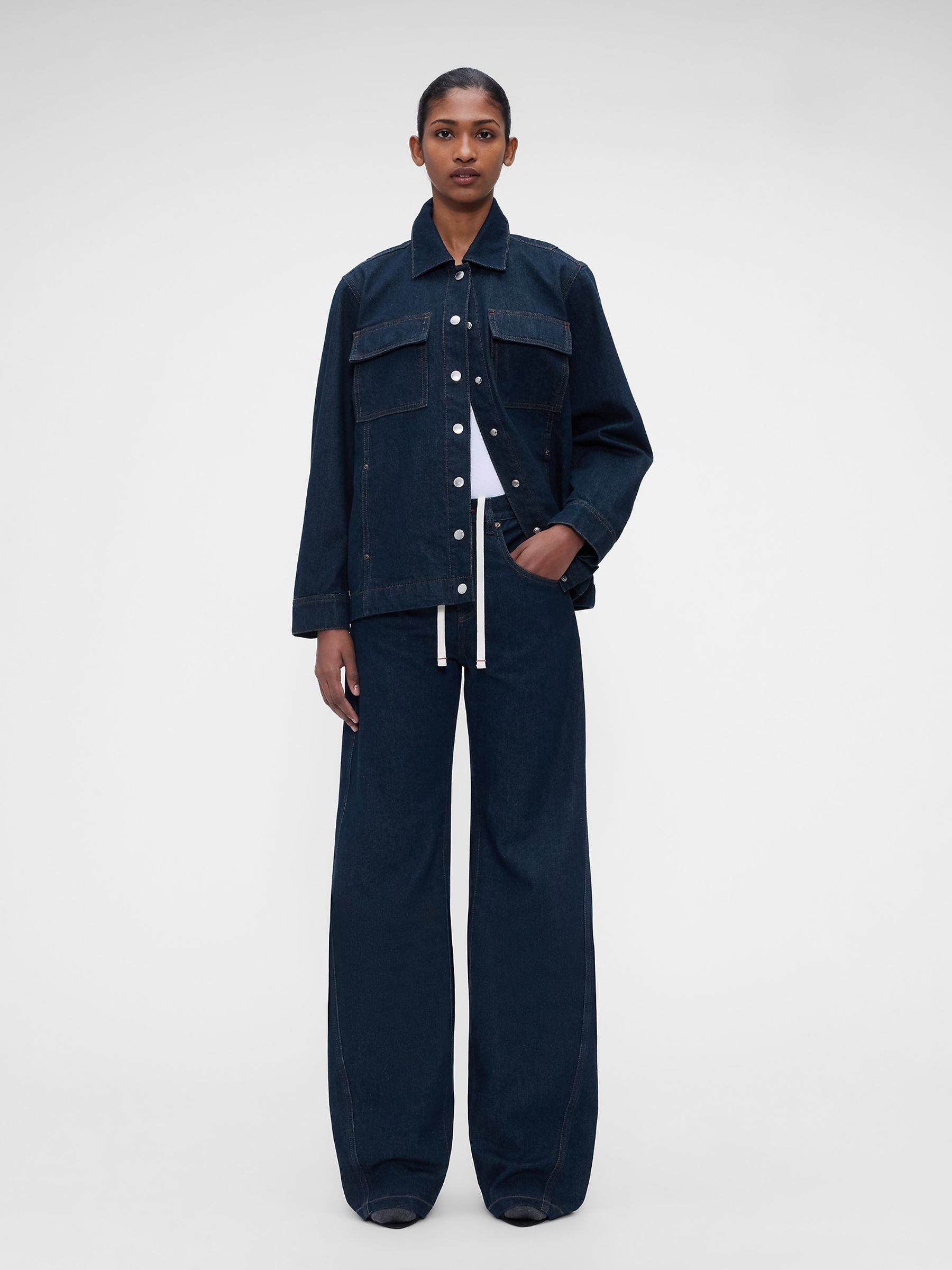 Gap x Victoria Beckham Dark Wash Low Slung Baggy Jeans - Image 1 of 10
