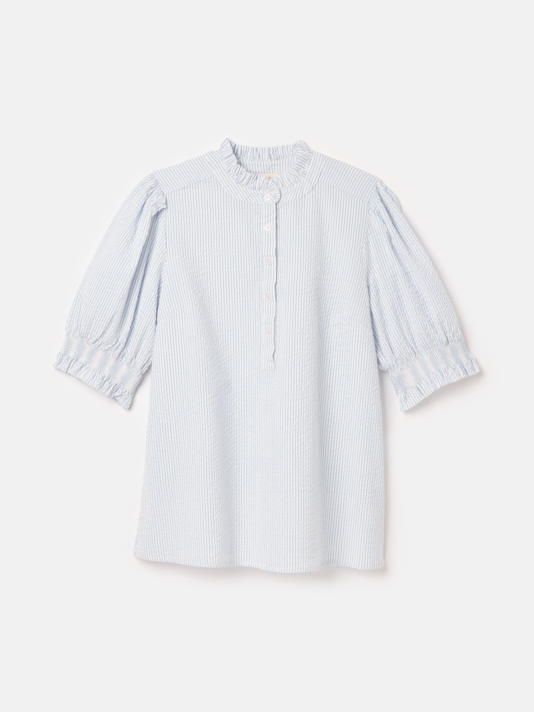 【美品】JNHearts Frill Stripe blouse Navy Willow Navy Frilled Collar Shirt | The Shirt Company