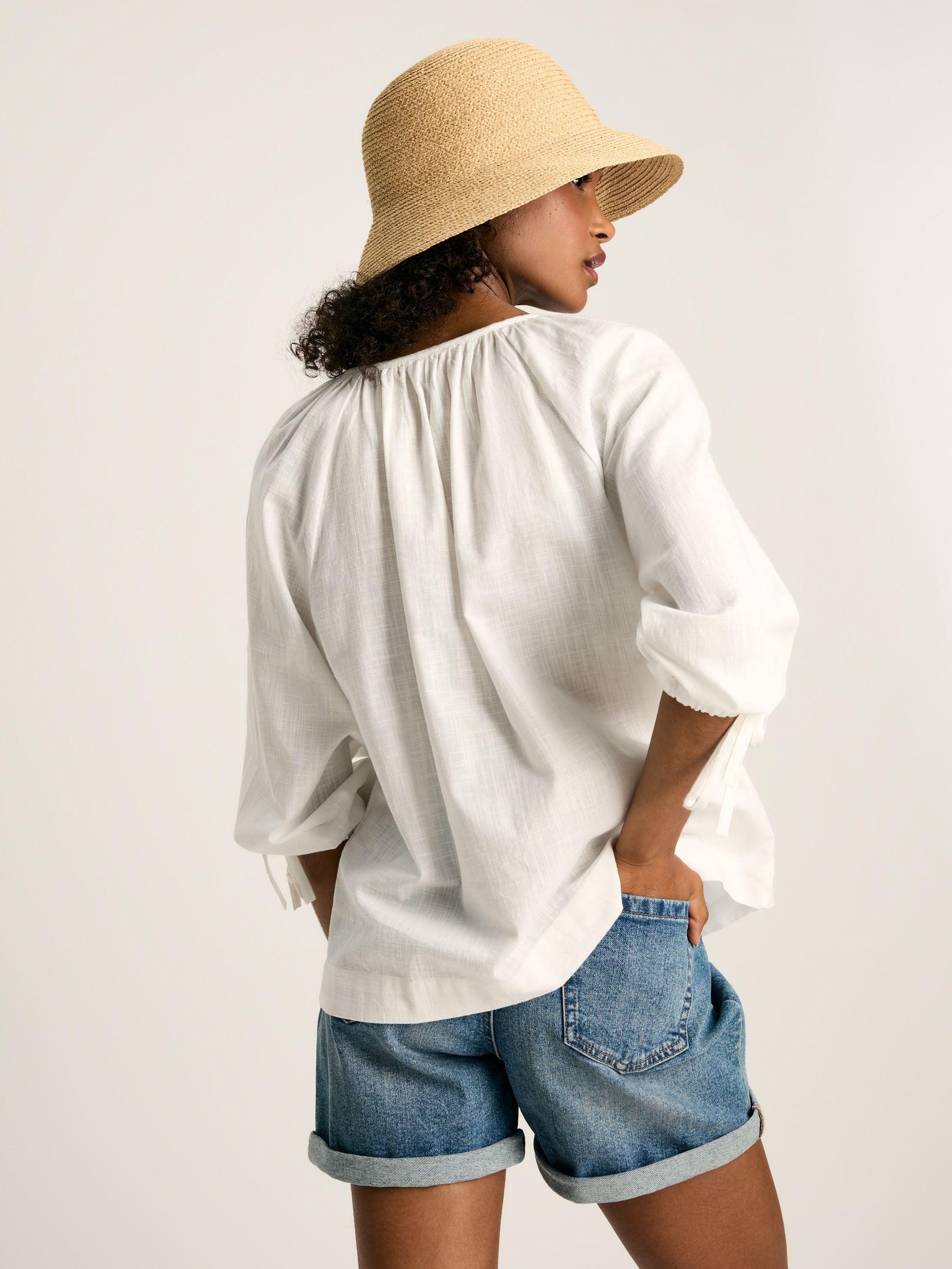 Sylvie White Tie Cuff Blouse - Image 2 of 6