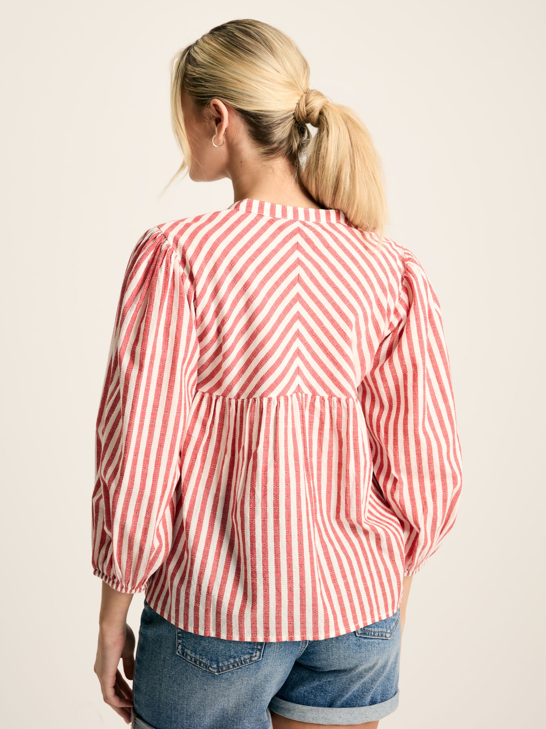Rowan Red/White Gathered Sleeve Blouse - Image 2 of 6