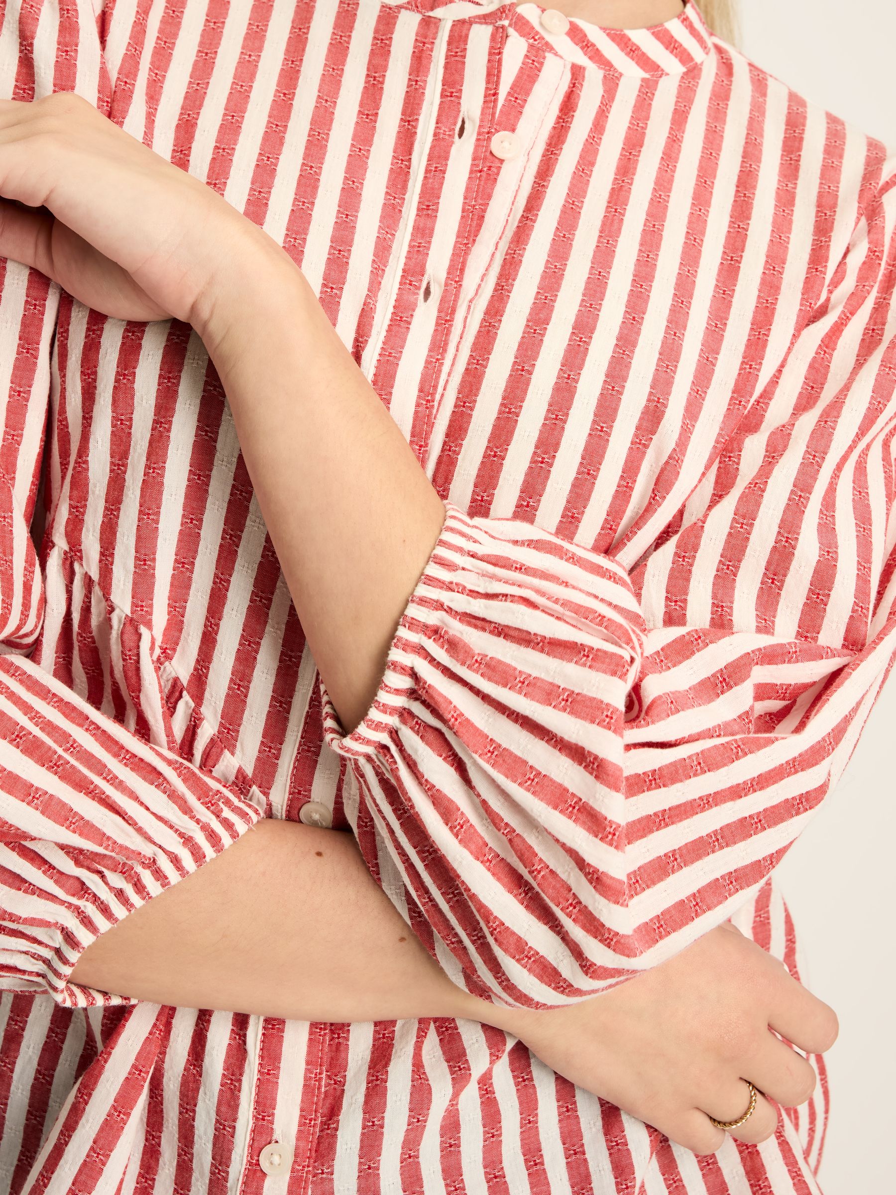 Rowan Red/White Gathered Sleeve Blouse - Image 5 of 6