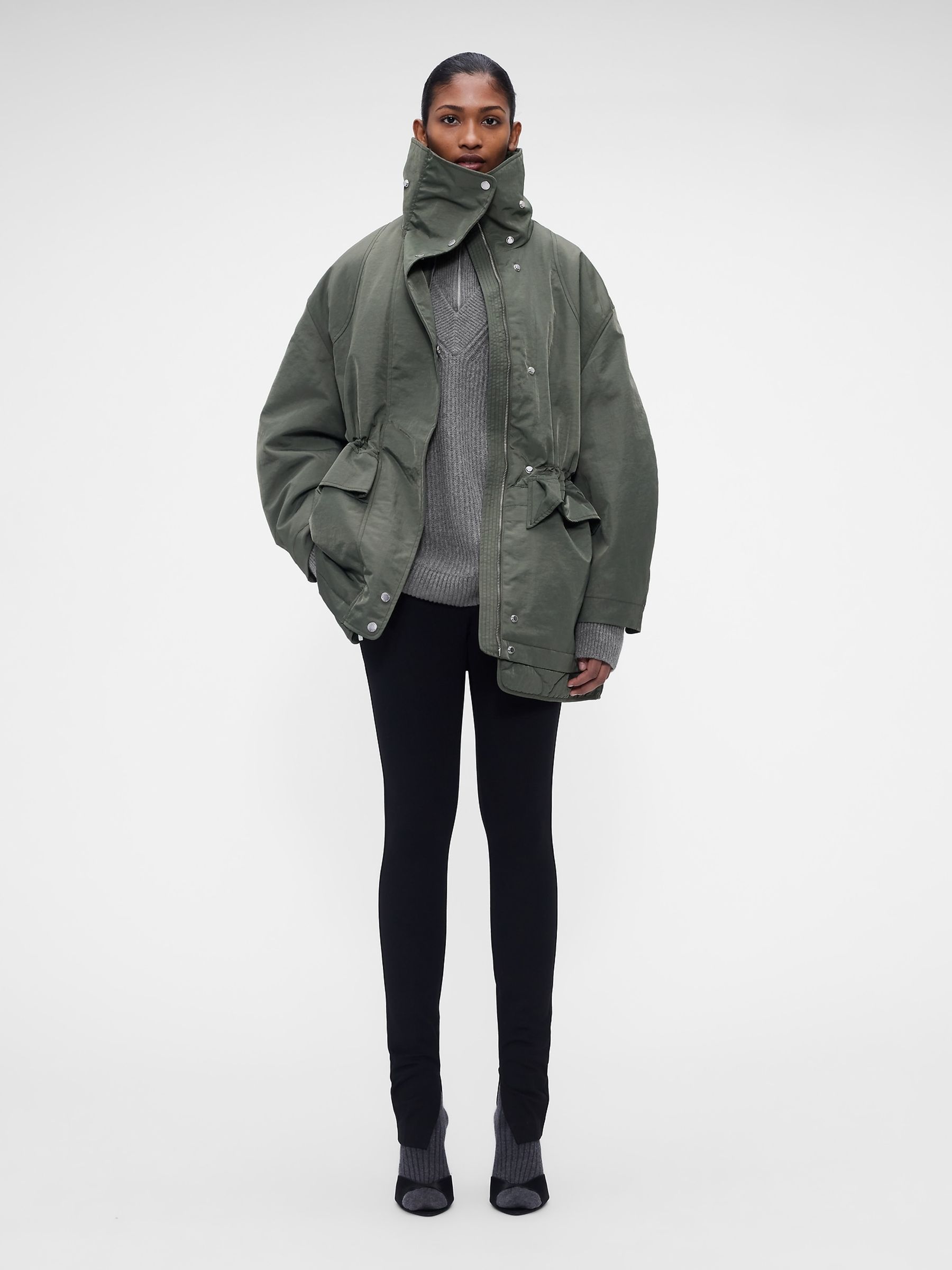 Gap x Victoria Beckham Grey CashSoft High-Neck Pullover Jumper - Image 3 of 8