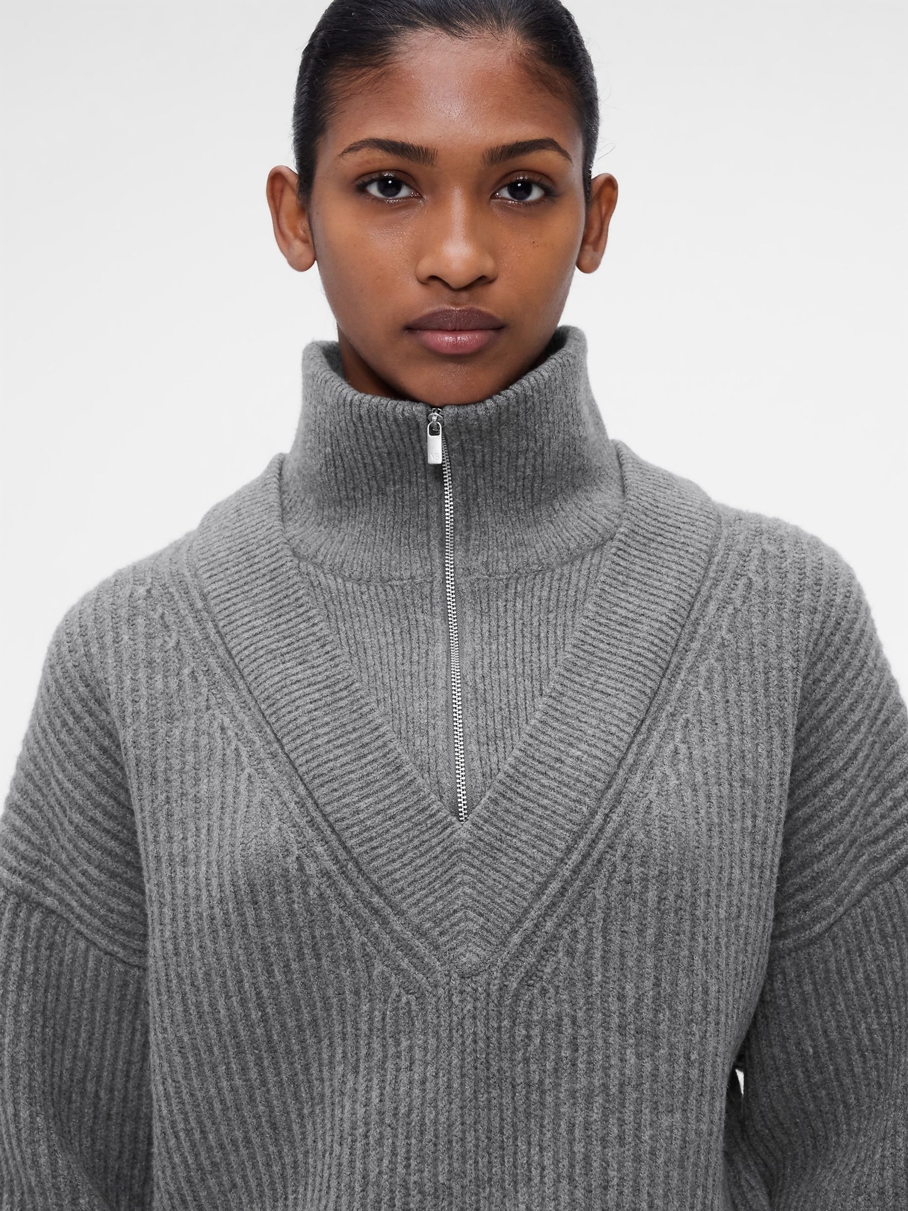 Gap x Victoria Beckham Grey CashSoft High-Neck Pullover Jumper - Image 4 of 8