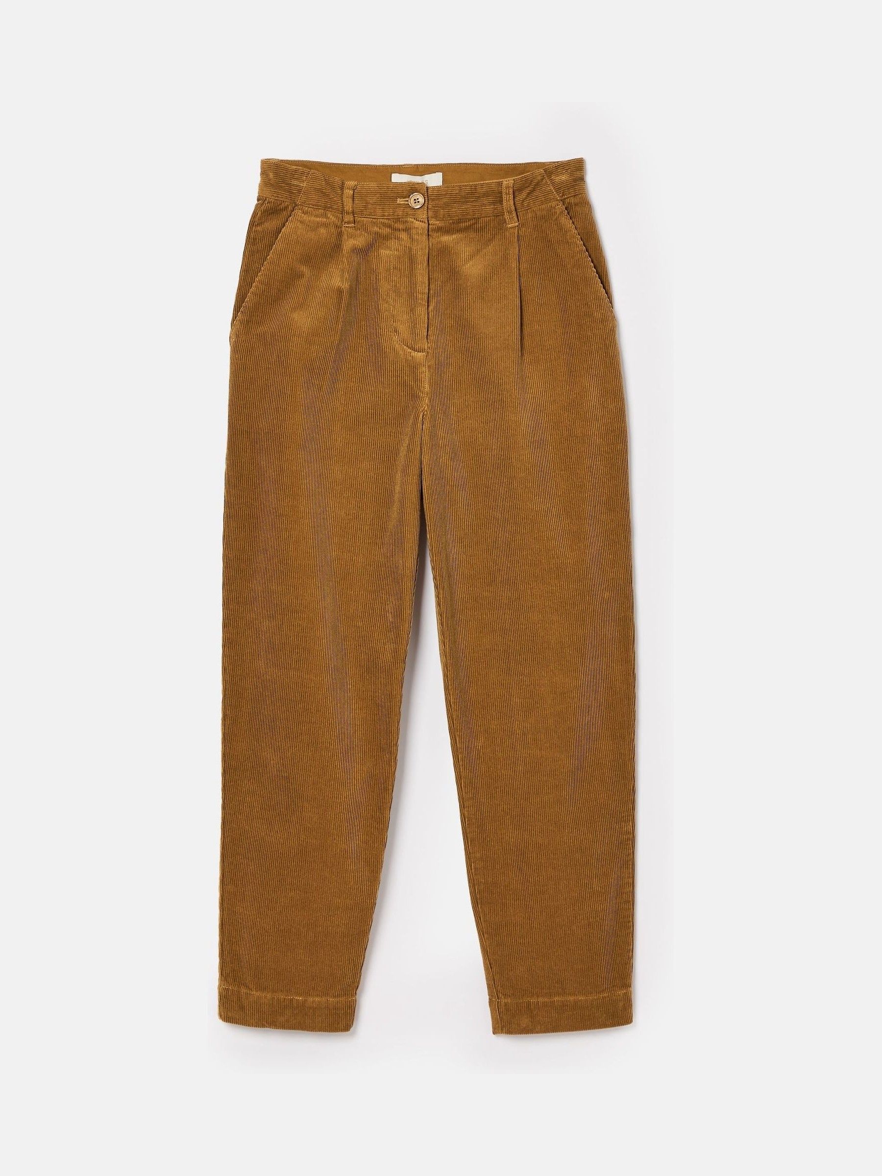 Calla Tan Brown Corduroy Tapered Trousers - Image 7 of 7