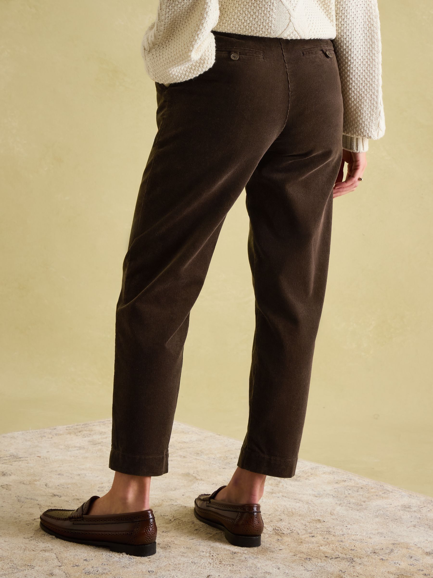 Calla Dark Brown Corduroy Tapered Trousers - Image 2 of 6