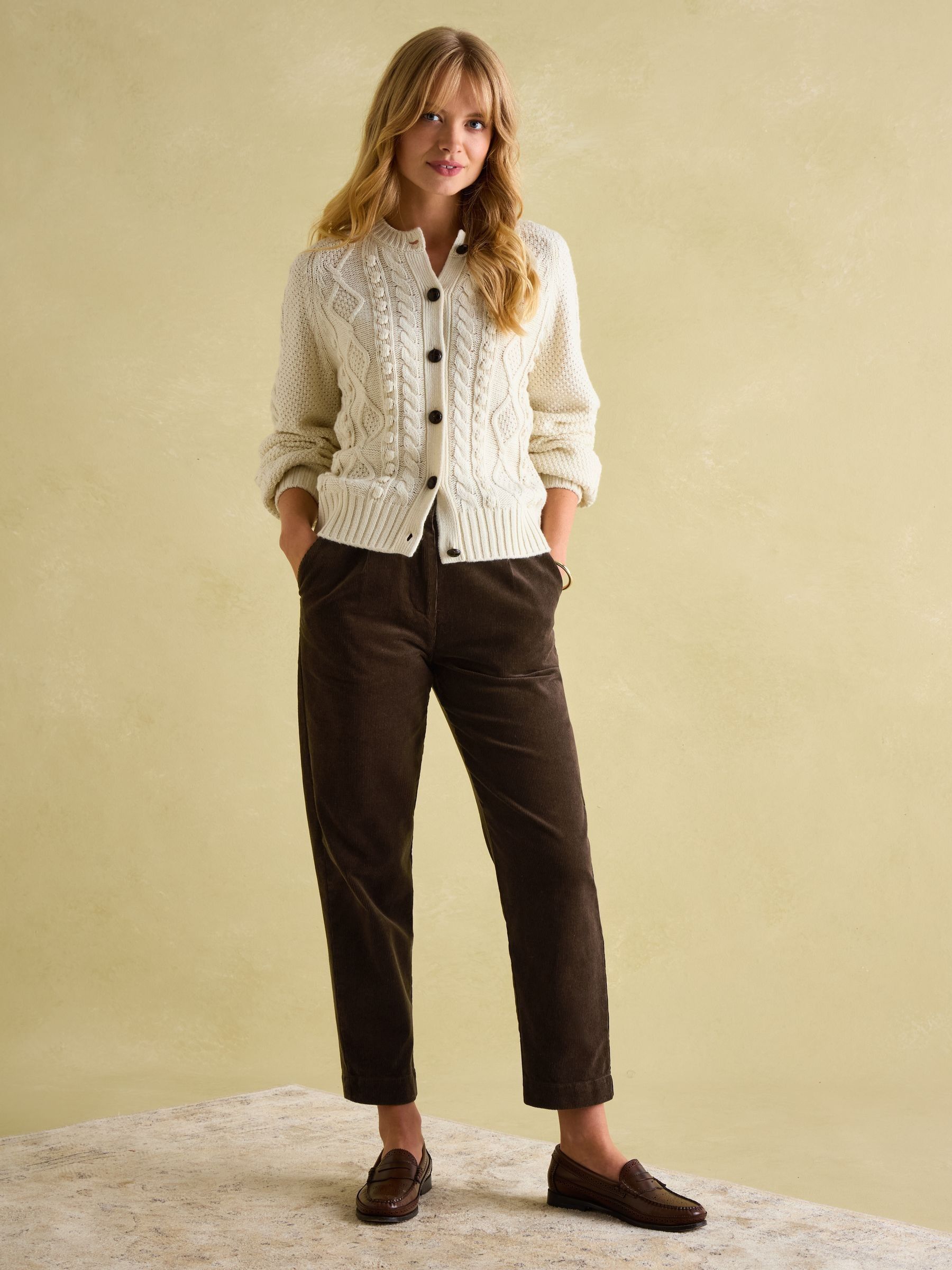 Calla Dark Brown Corduroy Tapered Trousers - Image 5 of 6