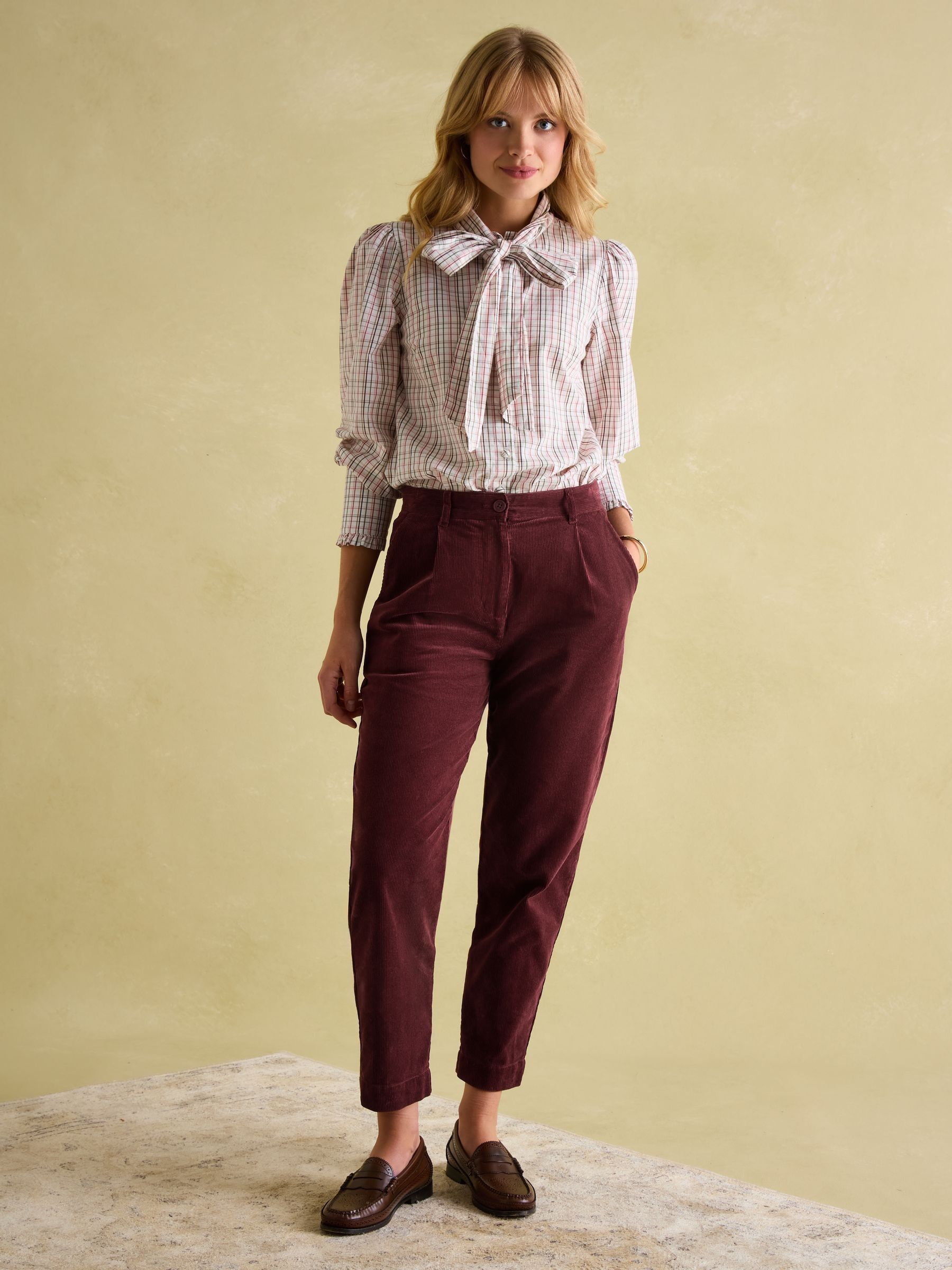 Calla Burgundy Corduroy Tapered Trousers - Image 3 of 6
