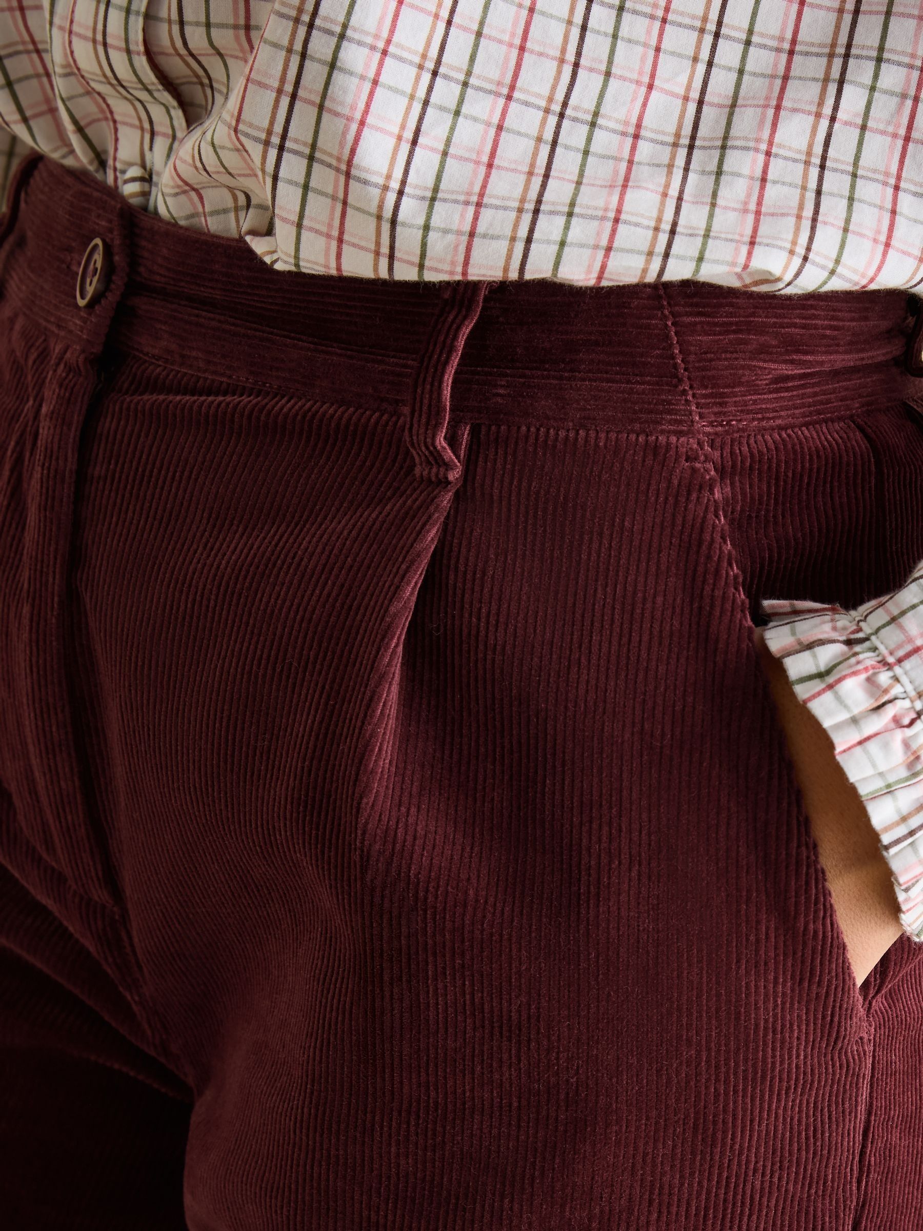 Calla Burgundy Corduroy Tapered Trousers - Image 4 of 6