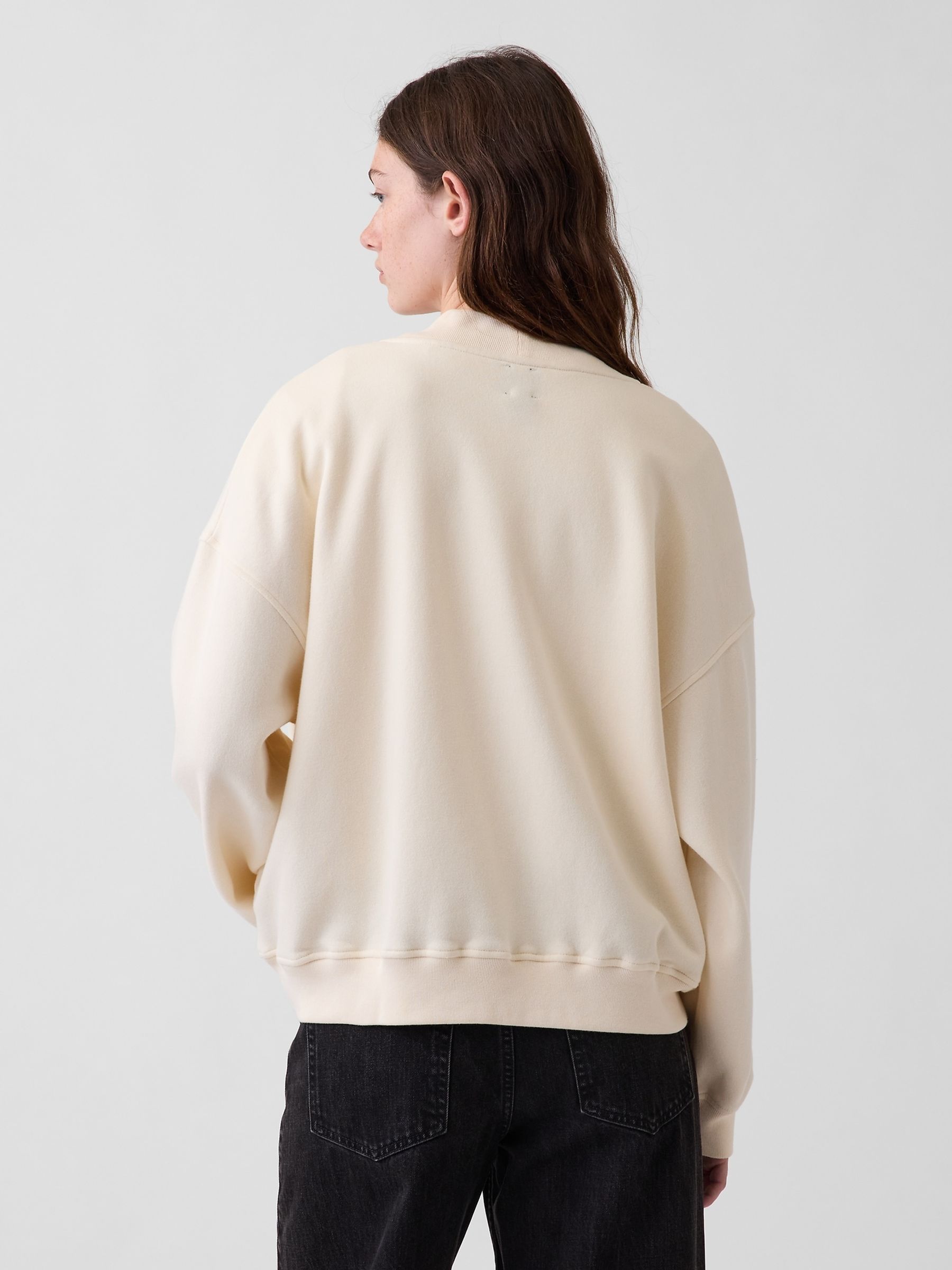 Cream Vintage Soft Oversized Mock Neck Logo Sweatshirt - Image 2 of 5 Cream Vintage Soft Oversized Mock Neck Logo Sweatshirt - Image 2 of 5