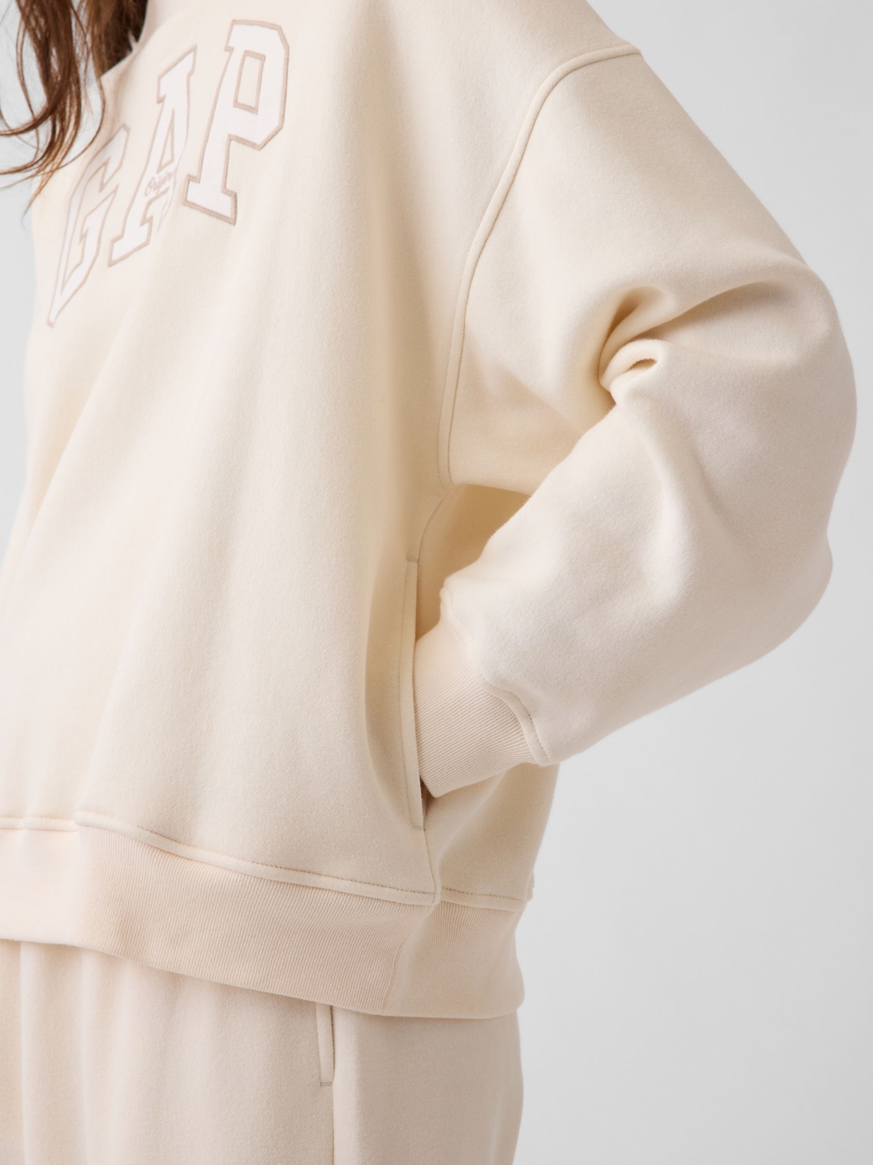 Cream Vintage Soft Oversized Mock Neck Logo Sweatshirt - Image 5 of 5