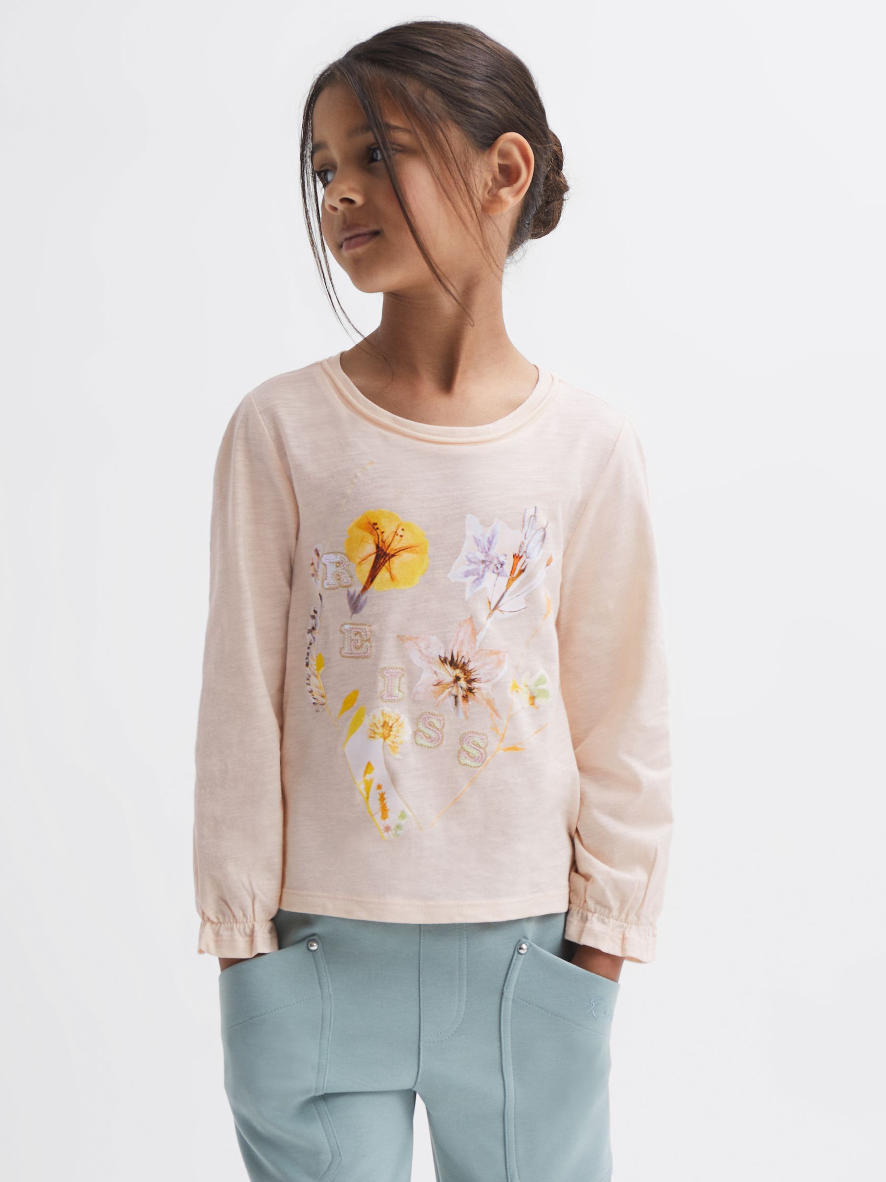 4-9 yrs Cotton Sequin Motif T-Shirt in Ivory Print - 圖片 1/6