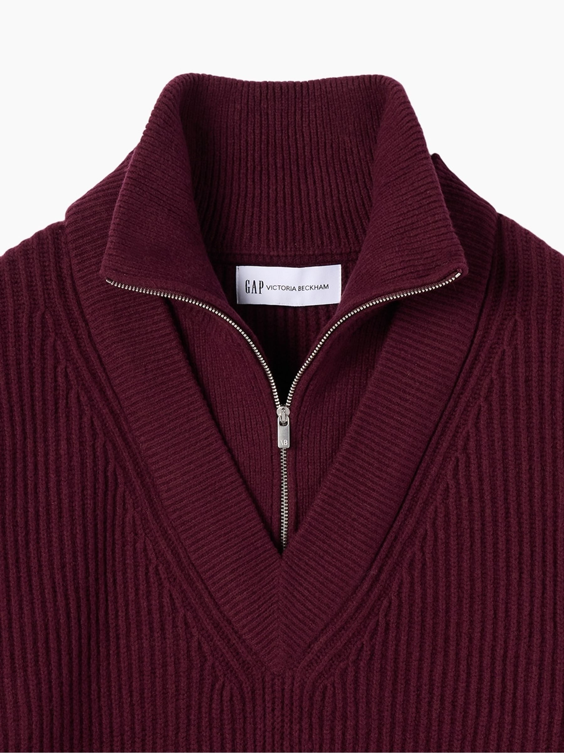 Gap x Victoria Beckham Burgundy Red CashSoft High-Neck Pullover Jumper - Image 6 of 8