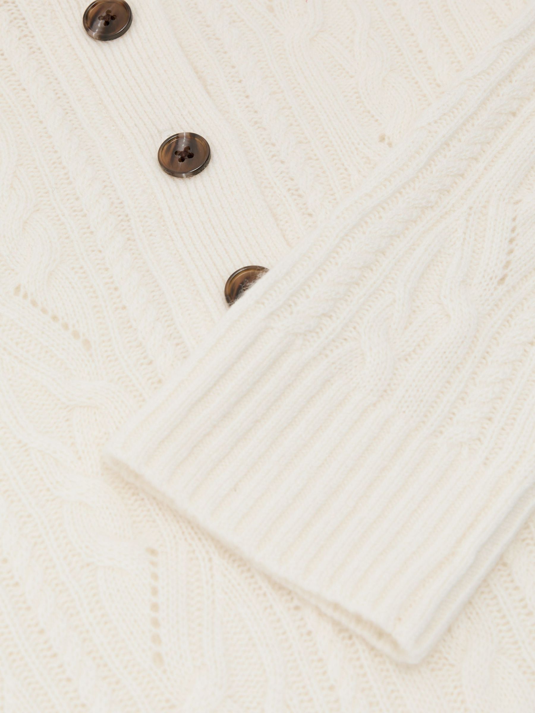 Wool-Cashmere Cable-Knit Half-Button Jumper in Ivory - Image 7 of 7