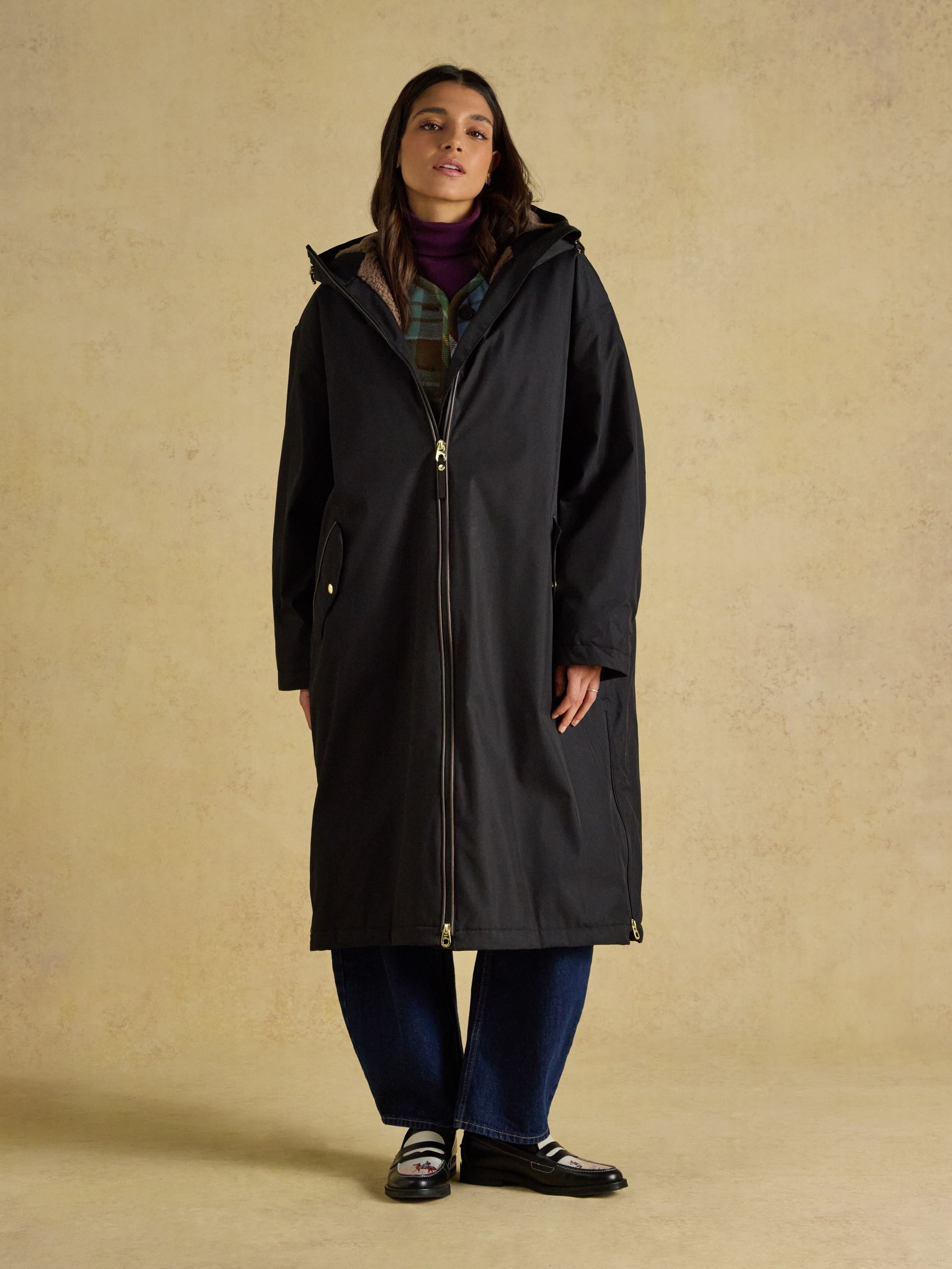 Coverall Black Oversized Fleece Lined Waterproof Coat - Image 1 of 12