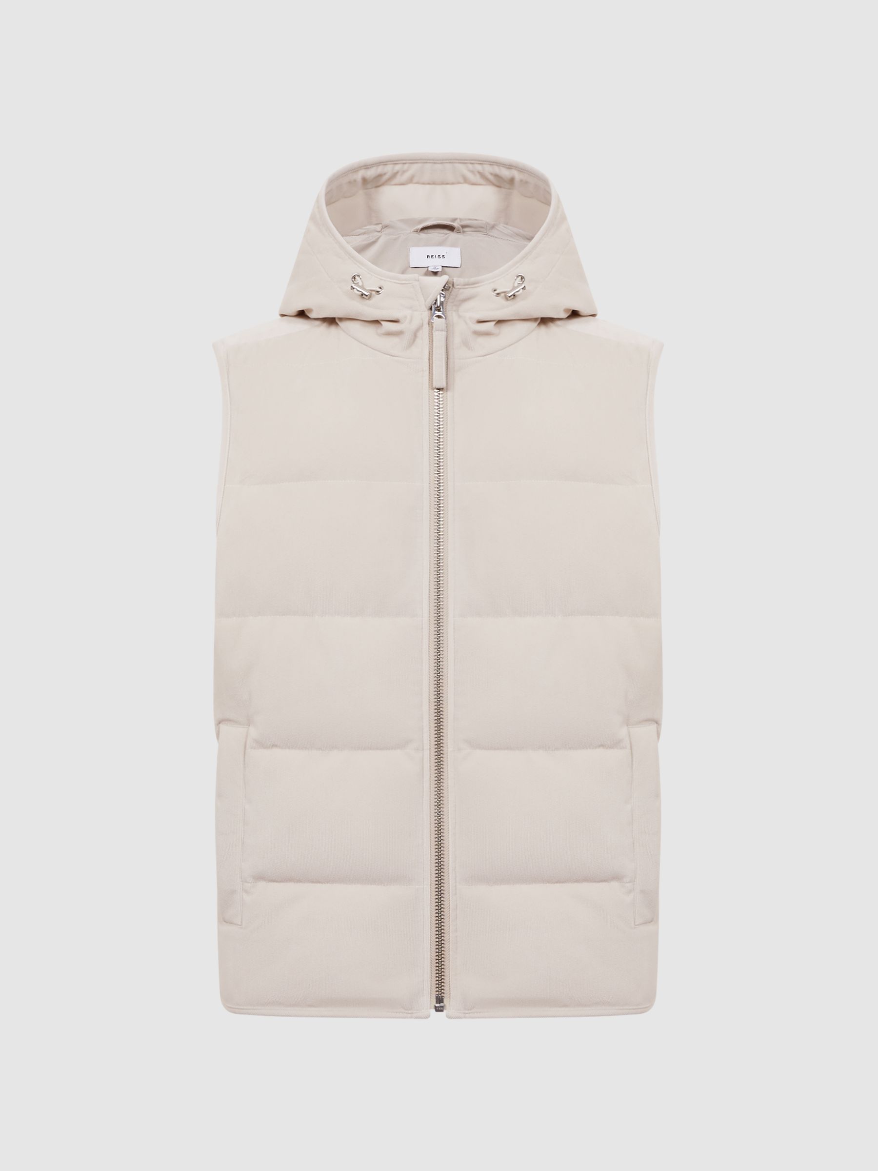 Quilted Hooded Gilet in Stone - Image 2 of 4