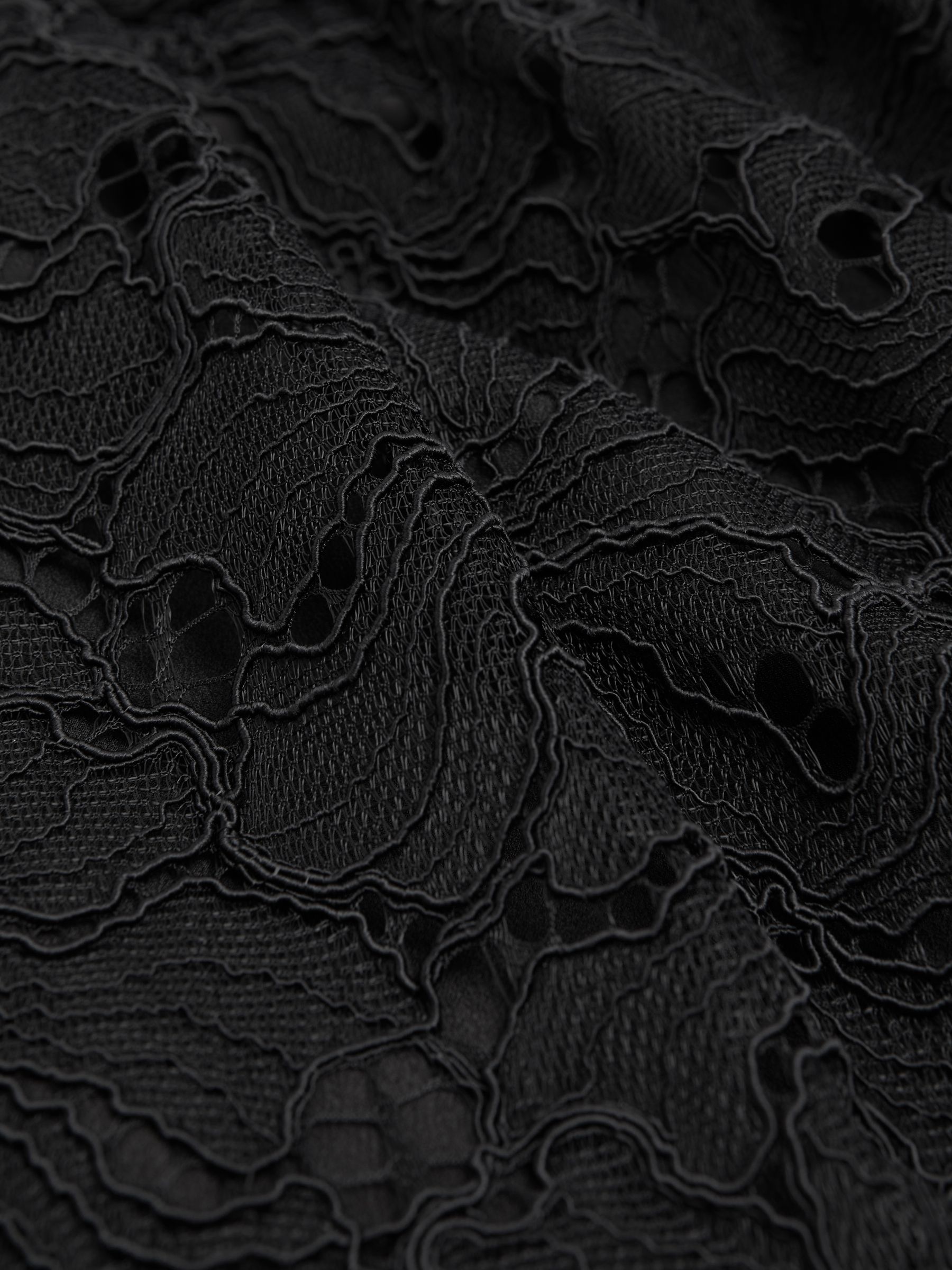 Florere Lace Puff Sleeve Mini Dress in Black - Image 6 of 6