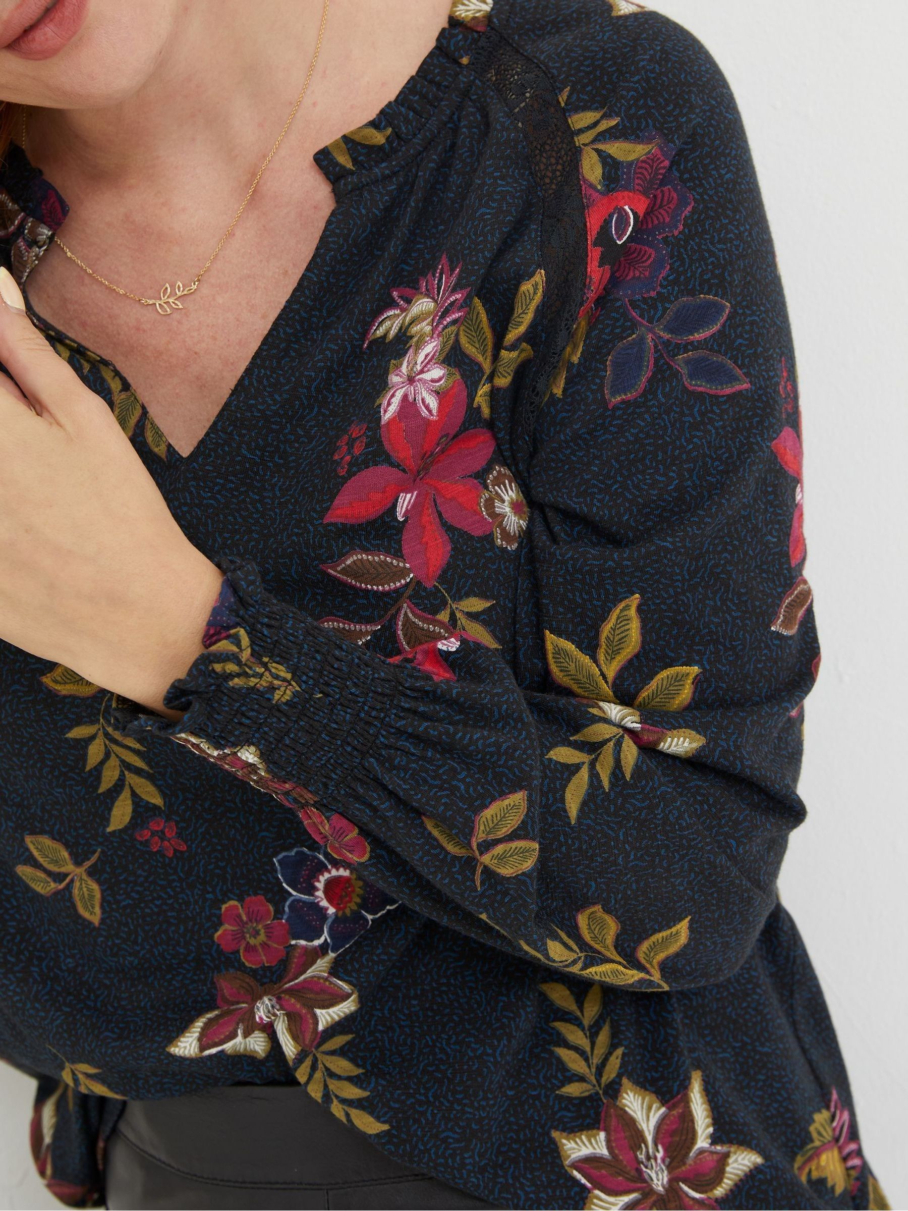 Black Florence Dotted Floral Top - Image 4 of 5