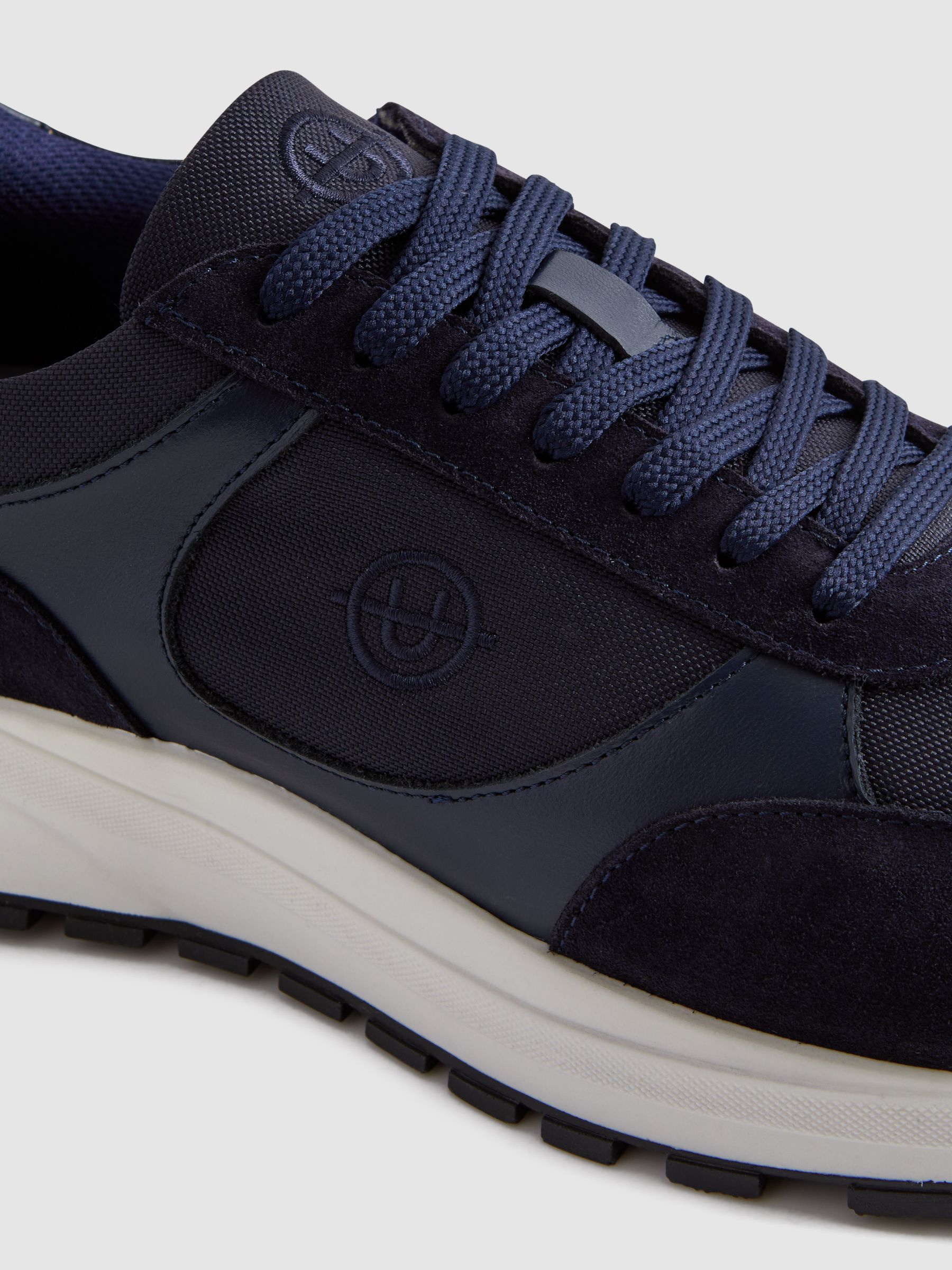 Unseen Suede Leather Plemont Trainers in Navy/White - Image 5 of 5