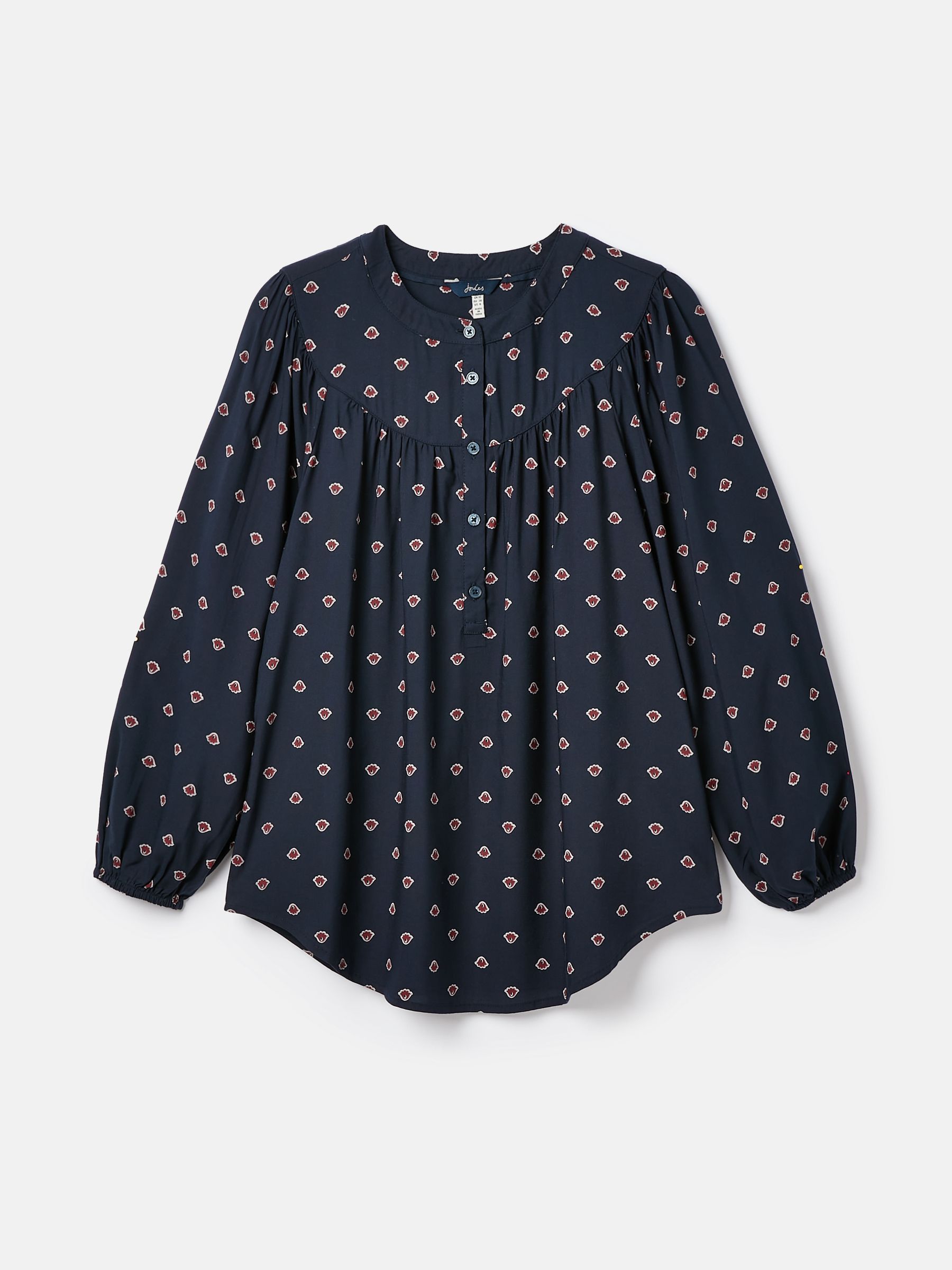 Myra Navy Printed Balloon Sleeve Blouse - Image 7 of 7