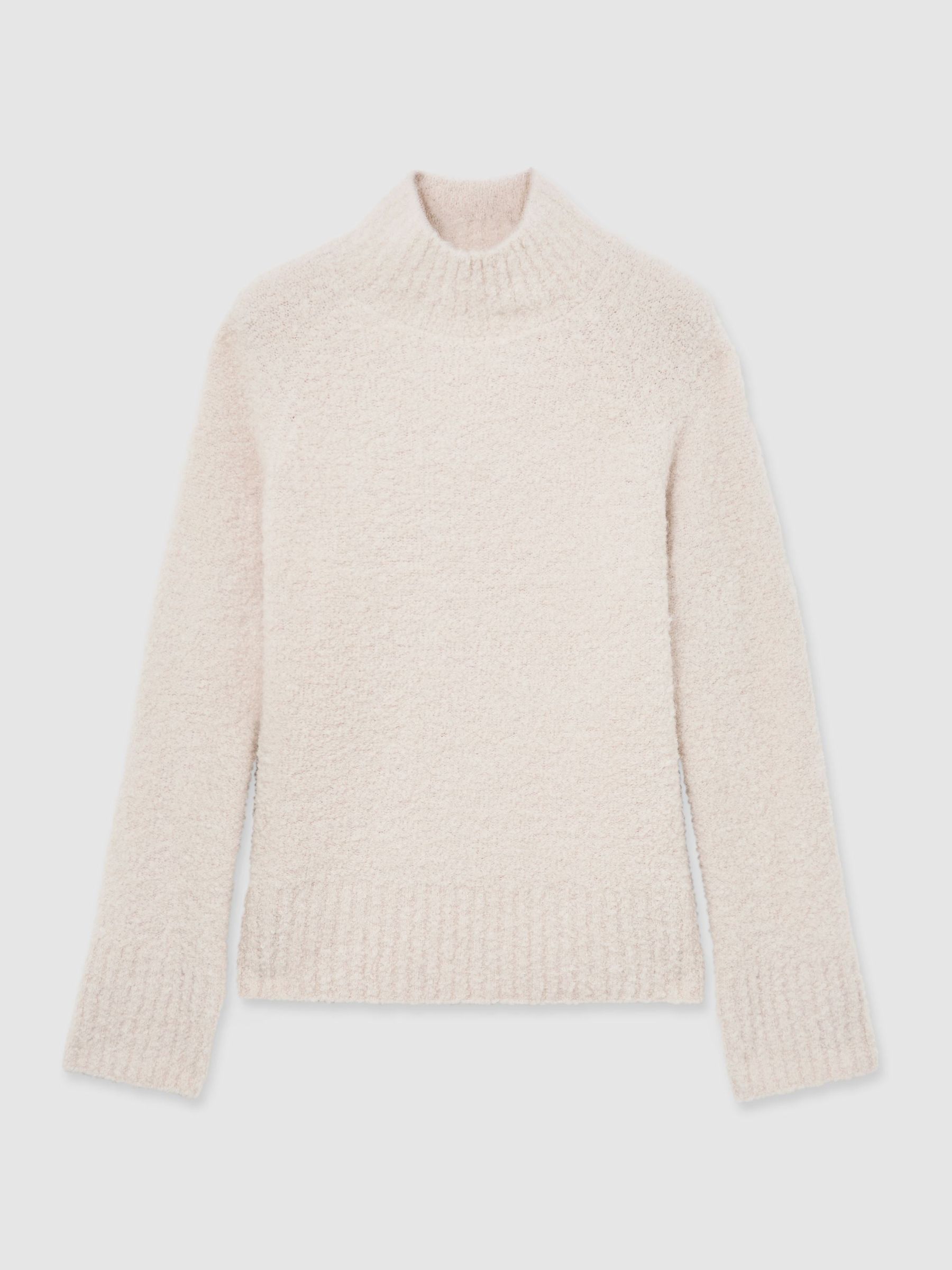 Wool-Blend Bouclé Funnel-Neck Jumper in Stone Neutral - Image 2 of 8 Wool-Blend Bouclé Funnel-Neck Jumper in Stone Neutral - Image 2 of 8