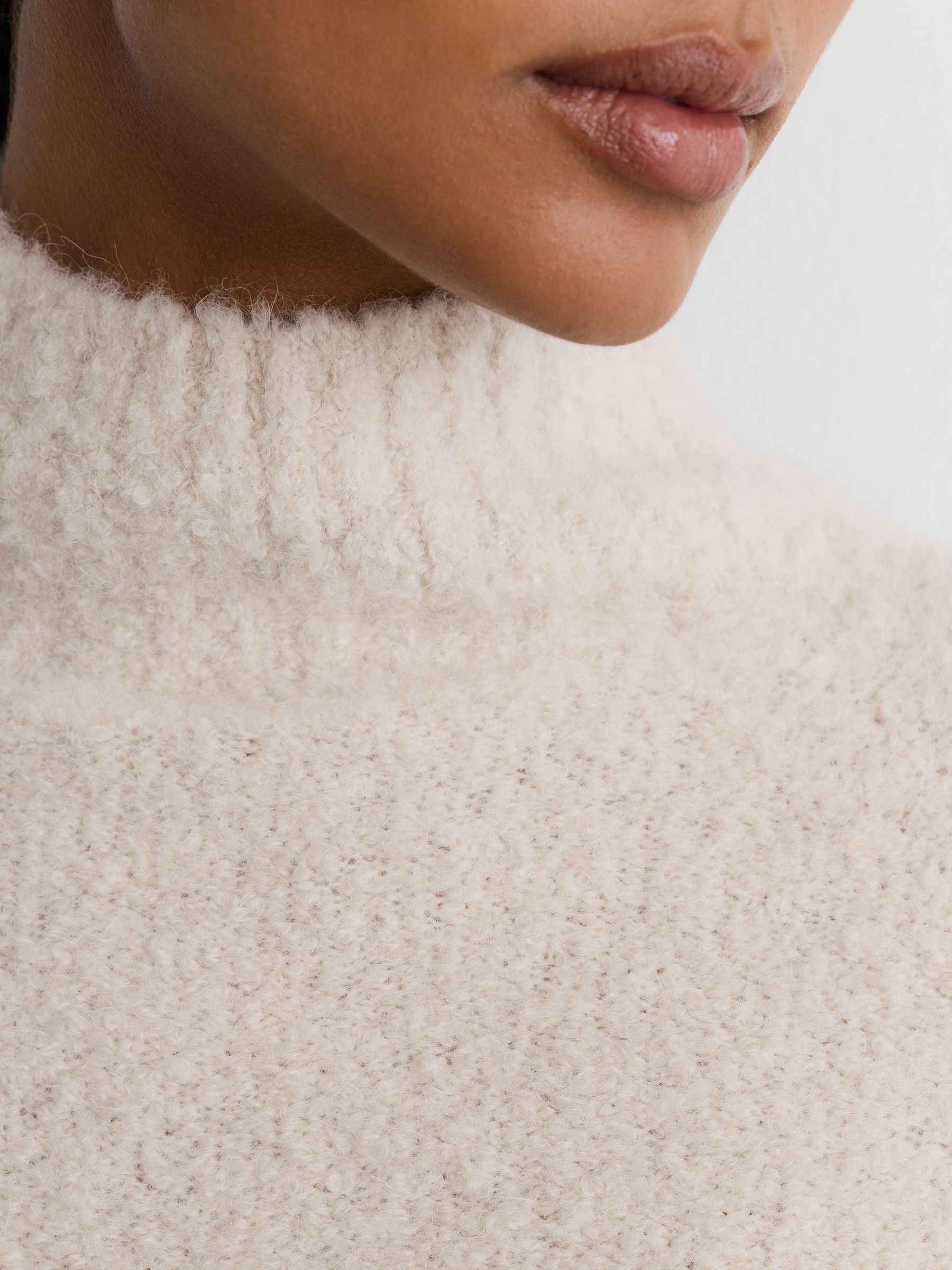 Wool-Blend Bouclé Funnel-Neck Jumper in Stone Neutral - Image 5 of 8