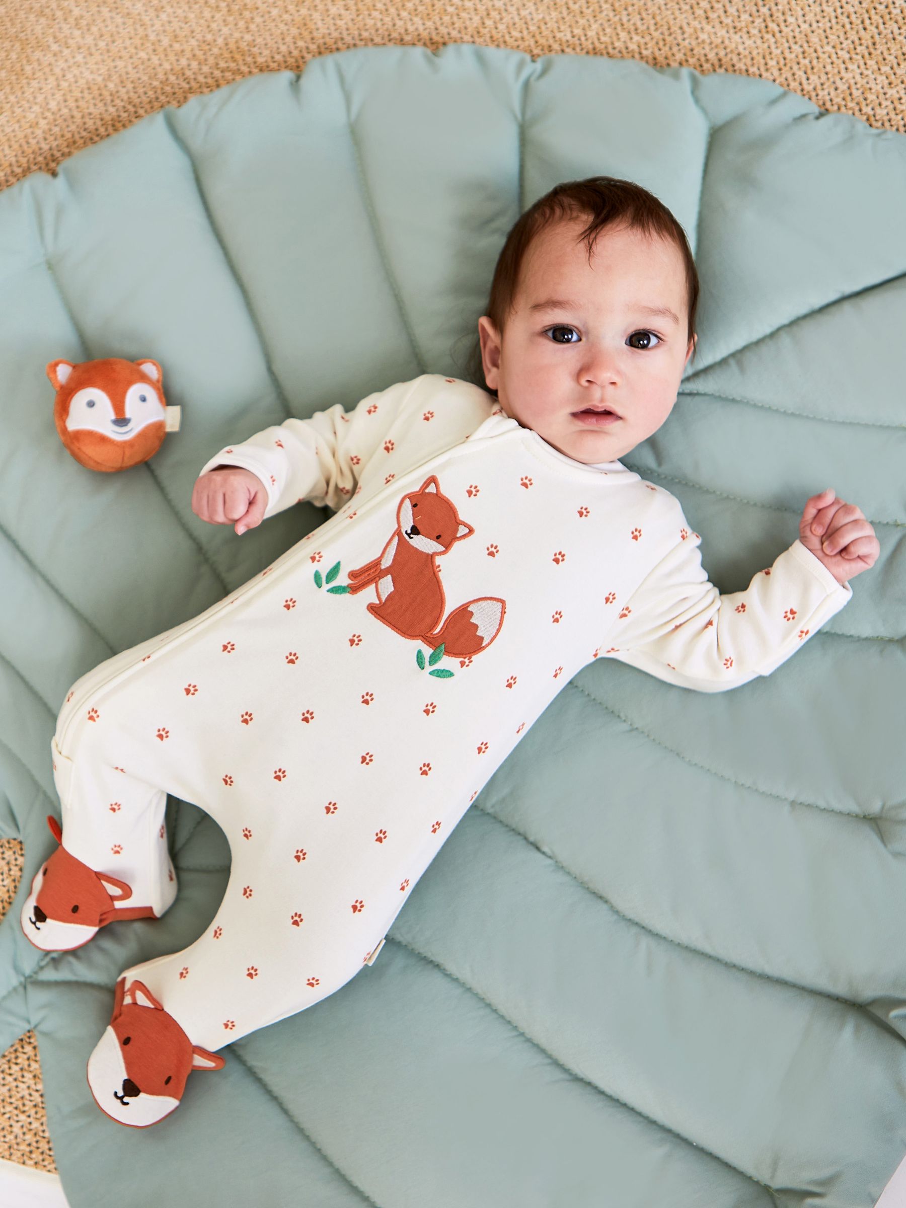 Cream Fox Sleepsuit JoJo Maman Bébé