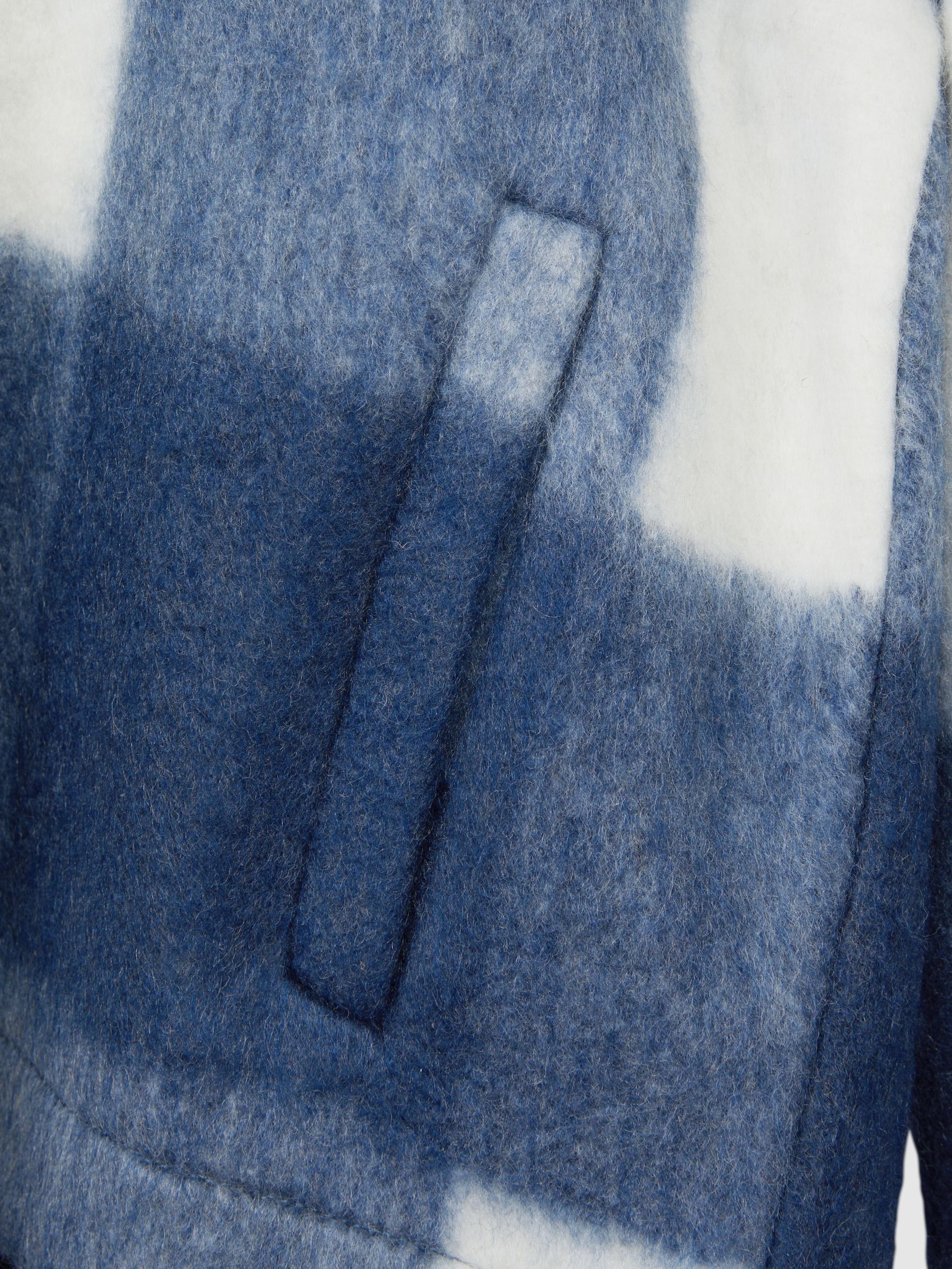 Junior Brushed Removable Hood Check Jacket in Blue - Image 8 of 8