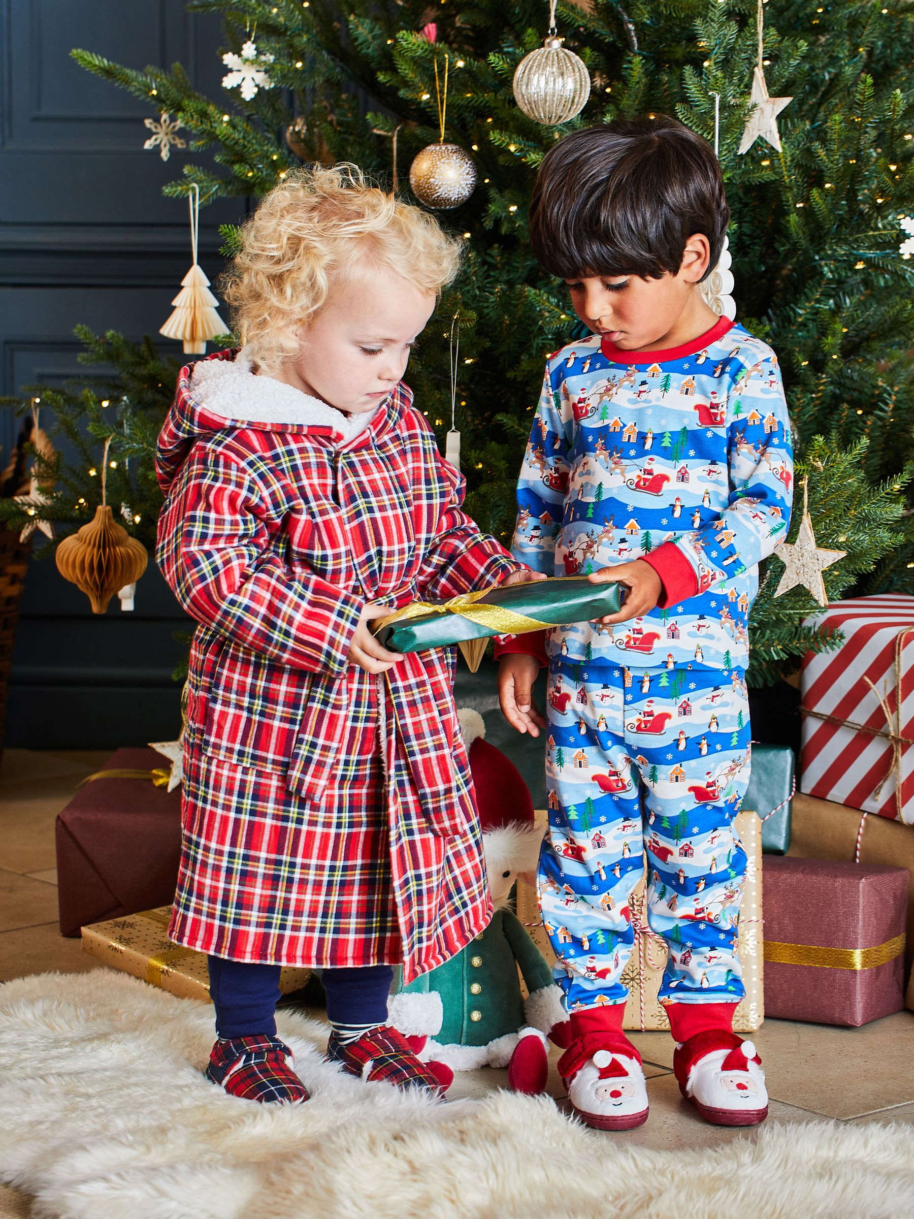 Blue Kids' Christmas Scene Pyjamas - Image 2 of 8