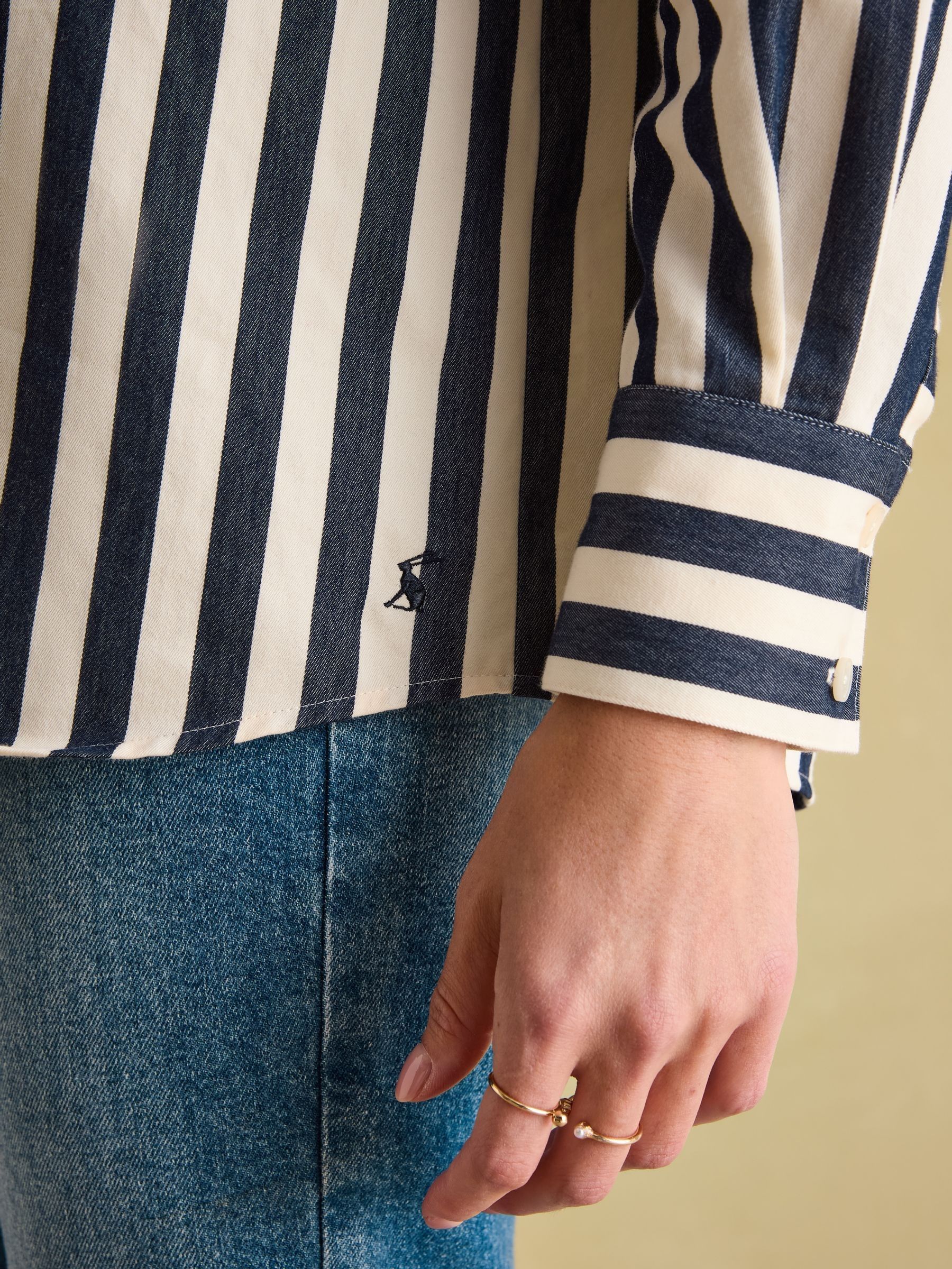 Amilla Navy & Cream Stripe Shirt - Image 3 of 6