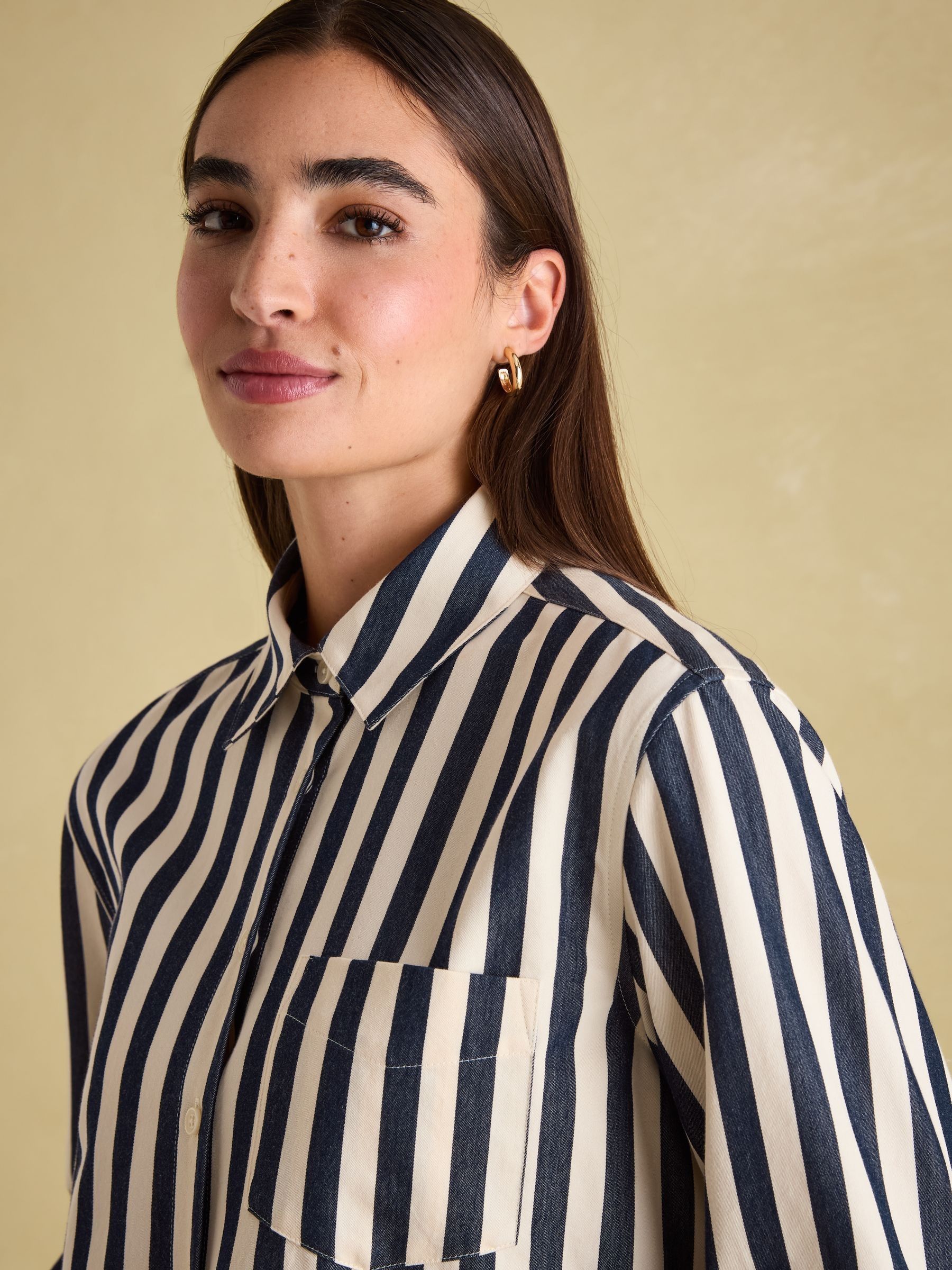 Amilla Navy & Cream Stripe Shirt - Image 4 of 6