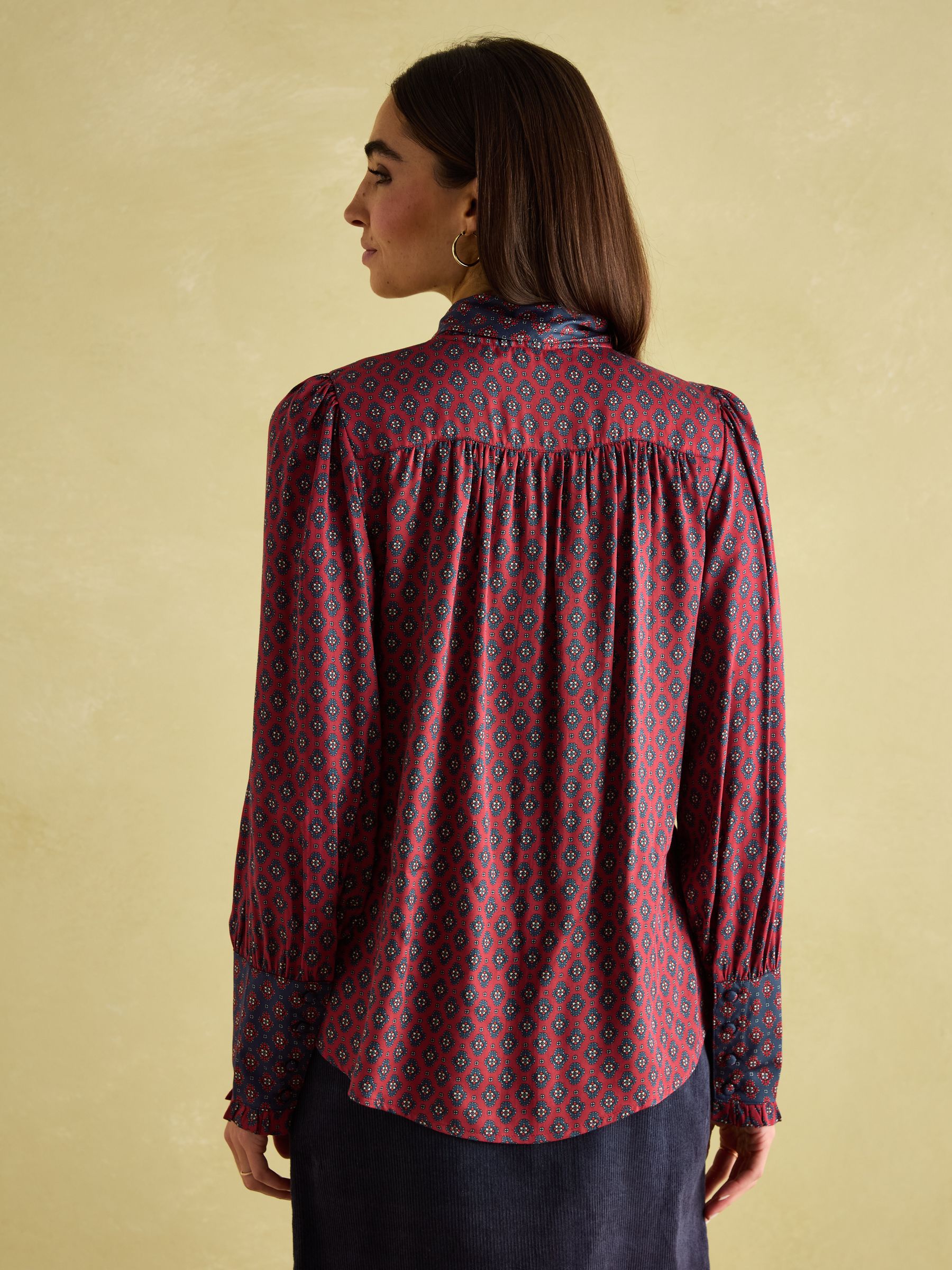 Everly Red Tie Neck Blouse - Image 2 of 6