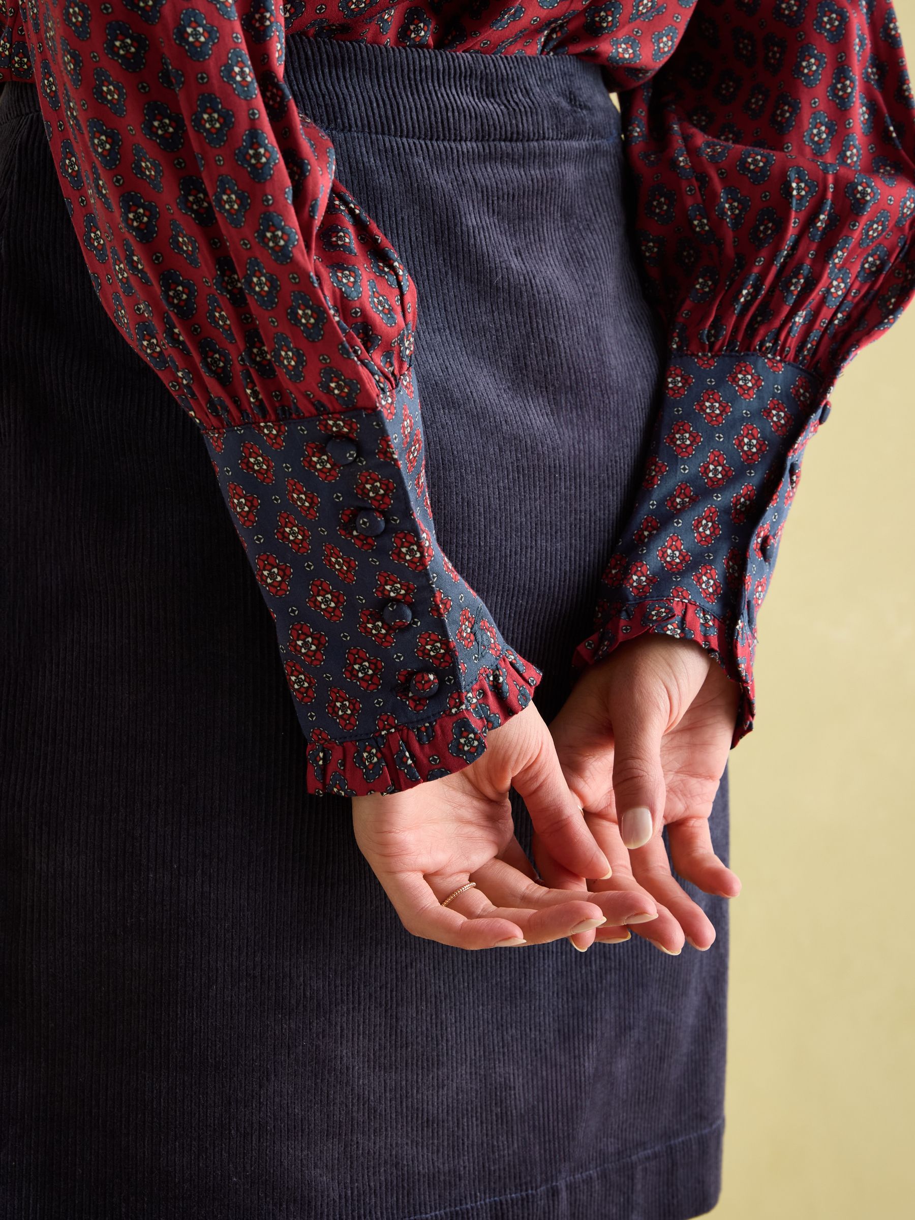 Everly Red Tie Neck Blouse - Image 6 of 6