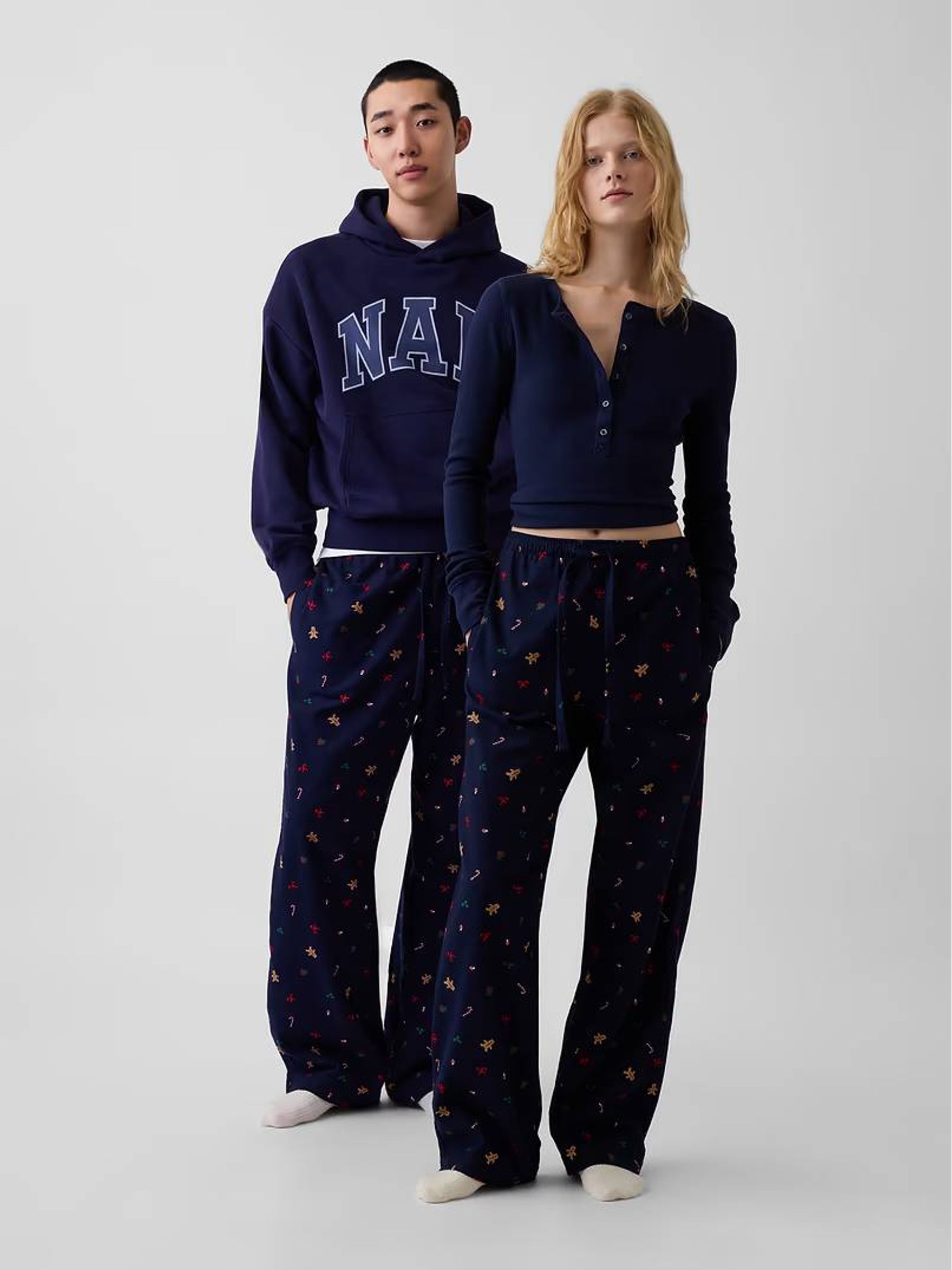Navy Gingerbread Matching Family Flannel Pyjama Bottoms - Image 1 of 7