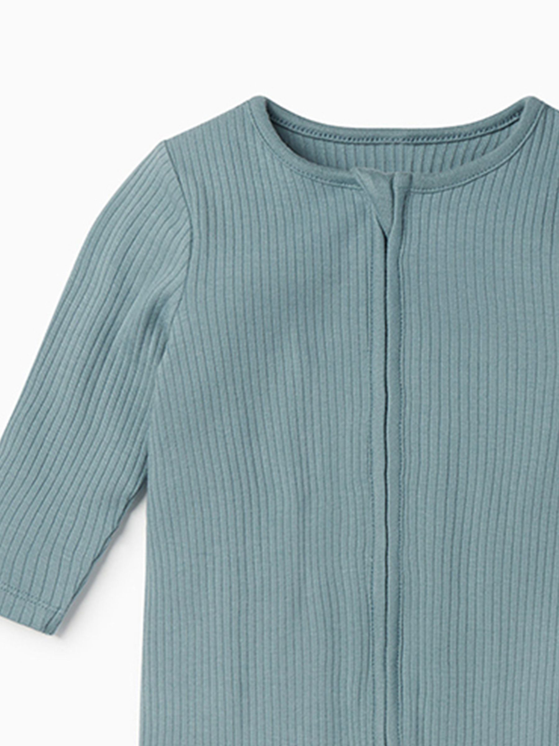 MORI Blue Stretch Supersoft 2 Way Zip Sleepsuit - Image 5 of 6