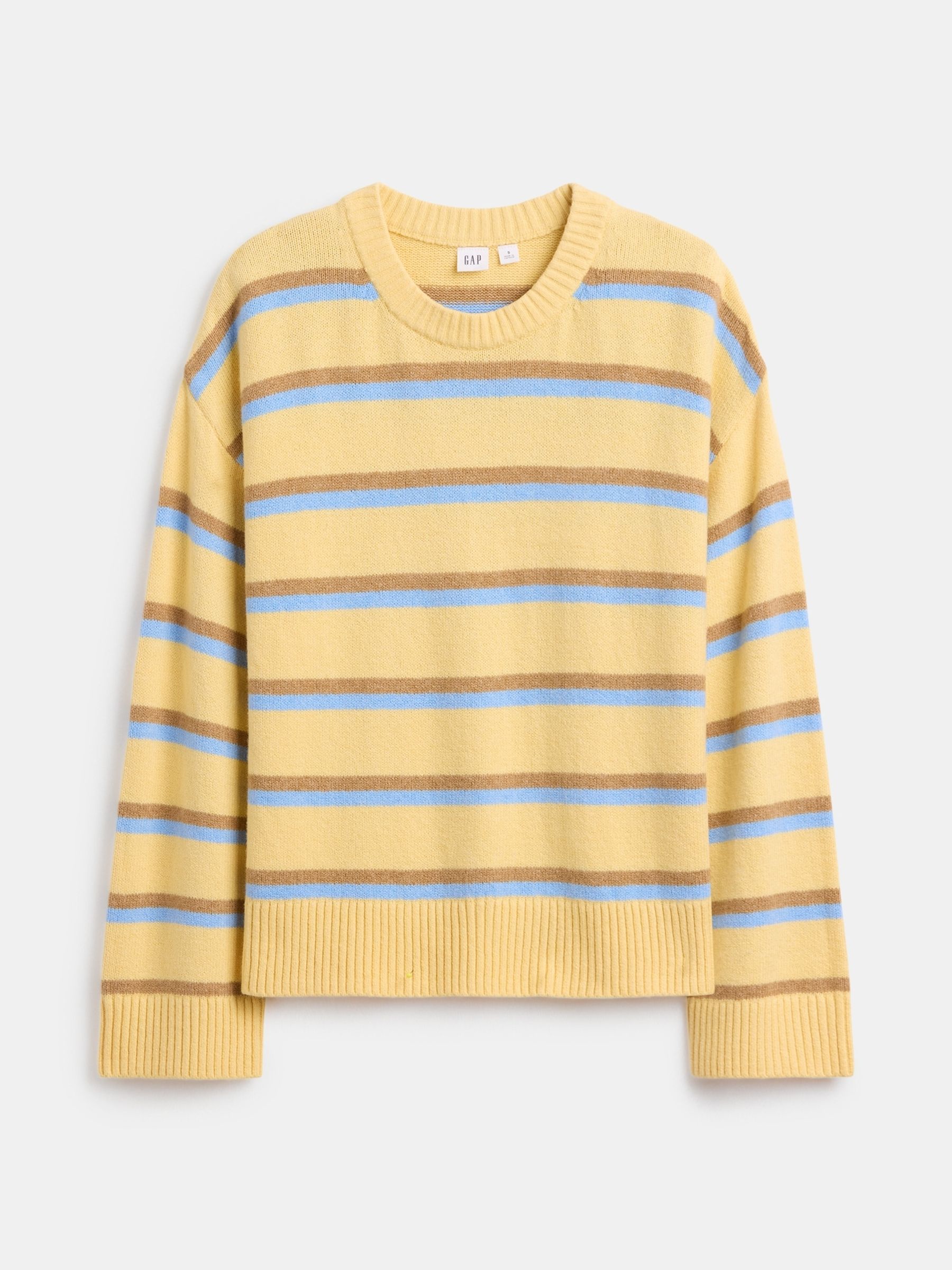 Yellow Stripe CashSoft Relaxed Crew Neck Jumper - Image 4 of 5