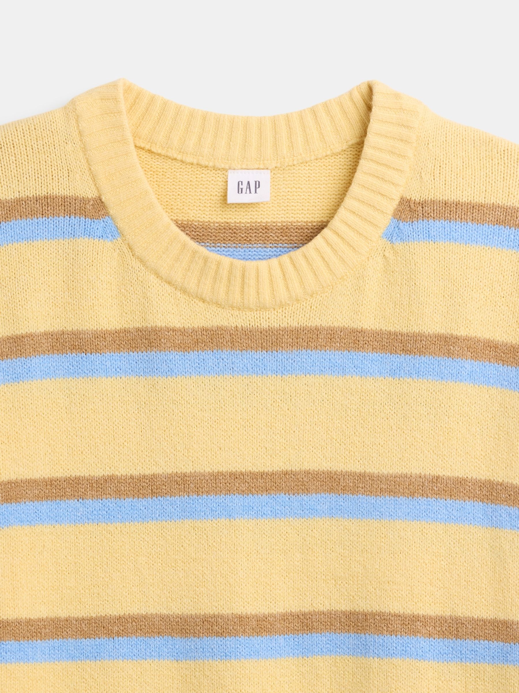 Yellow Stripe CashSoft Relaxed Crew Neck Jumper - Image 5 of 5 Yellow Stripe CashSoft Relaxed Crew Neck Jumper - Image 5 of 5