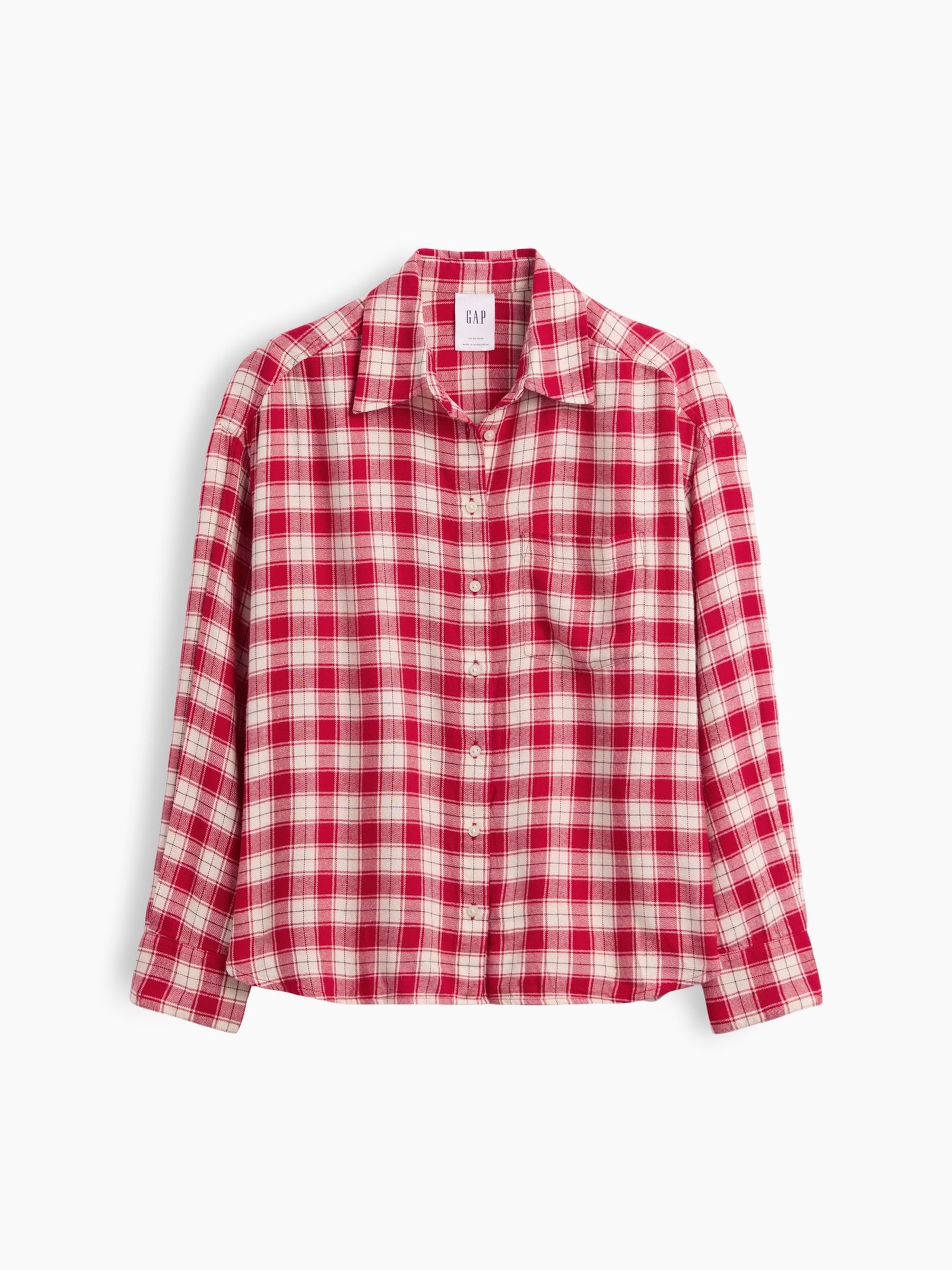 Red Check Oversized Flannel Shirt - Image 5 of 5