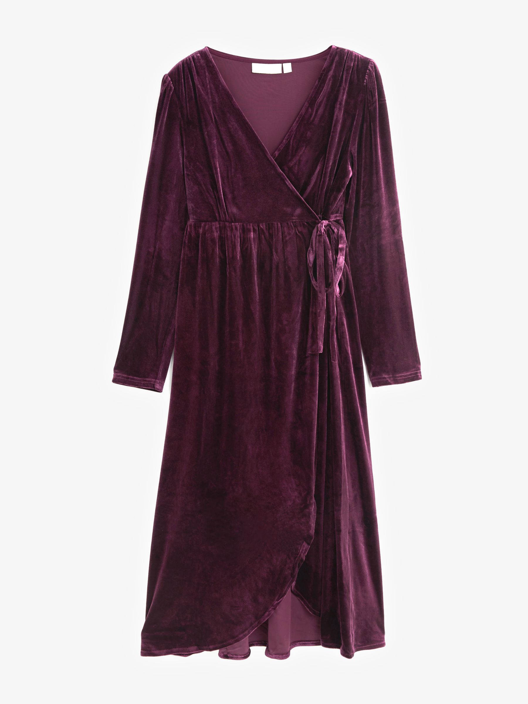 Wine Red Velvet V-Neck Maternity & Nursing Wrap Dress - Image 5 of 6