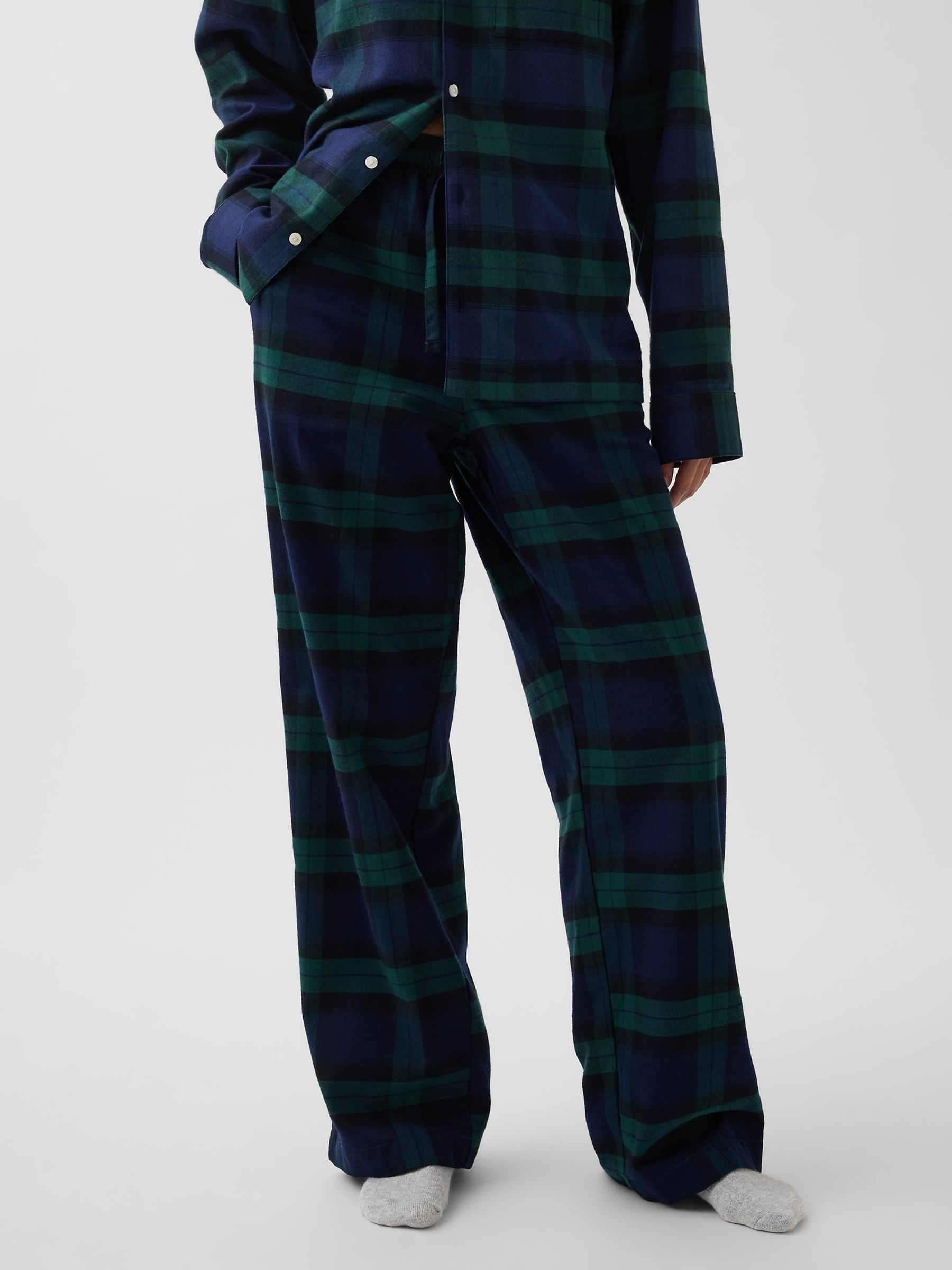 Green & Navy Check Matching Family Flannel Pyjama Bottoms - Image 1 of 5 Green & Navy Check Matching Family Flannel Pyjama Bottoms - Image 1 of 5