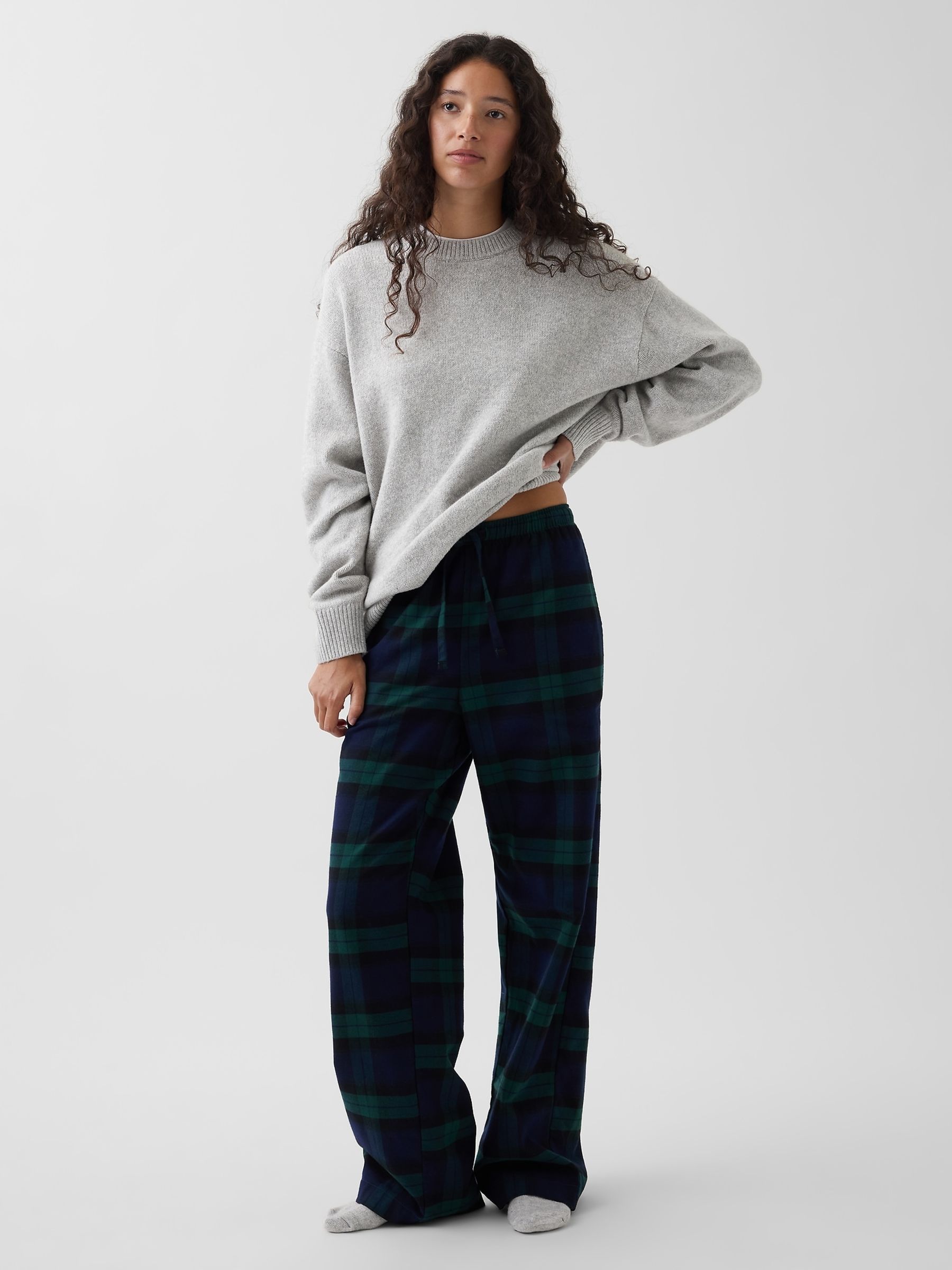 Green & Navy Check Matching Family Flannel Pyjama Bottoms - Image 3 of 5
