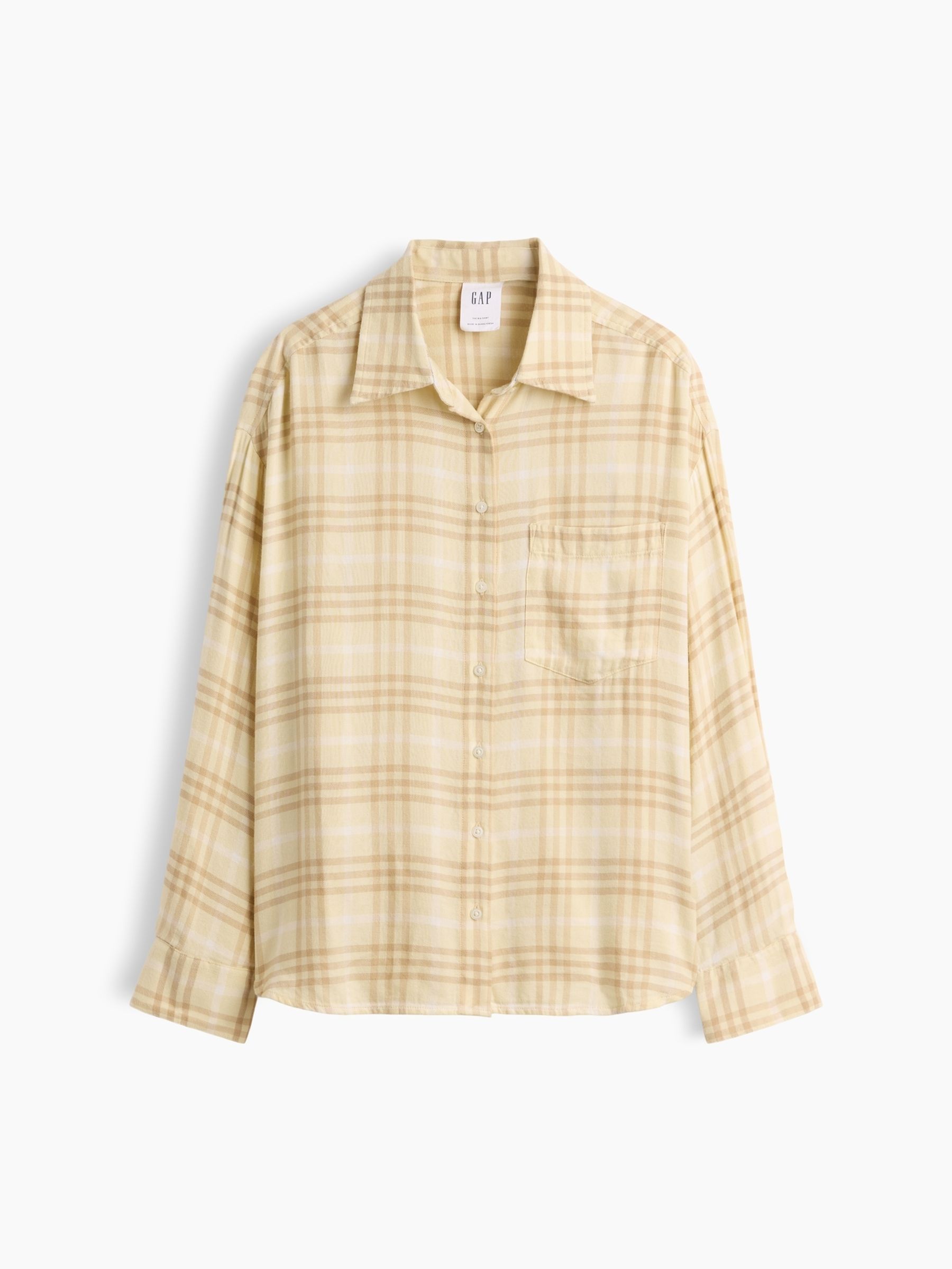 Yellow Check Oversized Flannel Shirt - Image 5 of 5