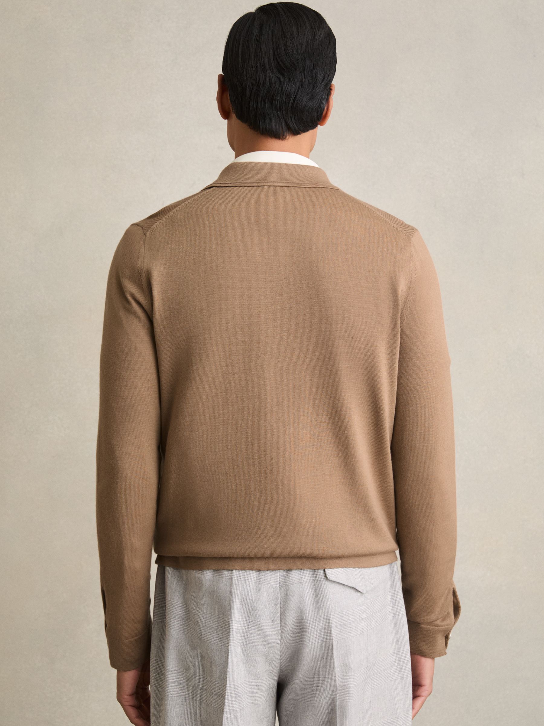 Merino Wool Button-Through Cardigan in Camel - Image 5 of 5